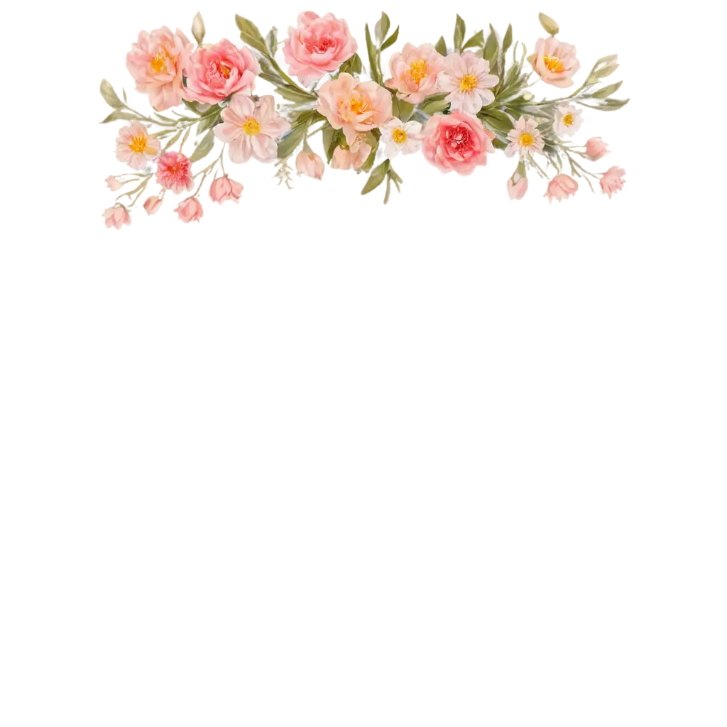 Flowers isolated on transparent background, Flower summer spring flowers overlay, frame background, border overlay
