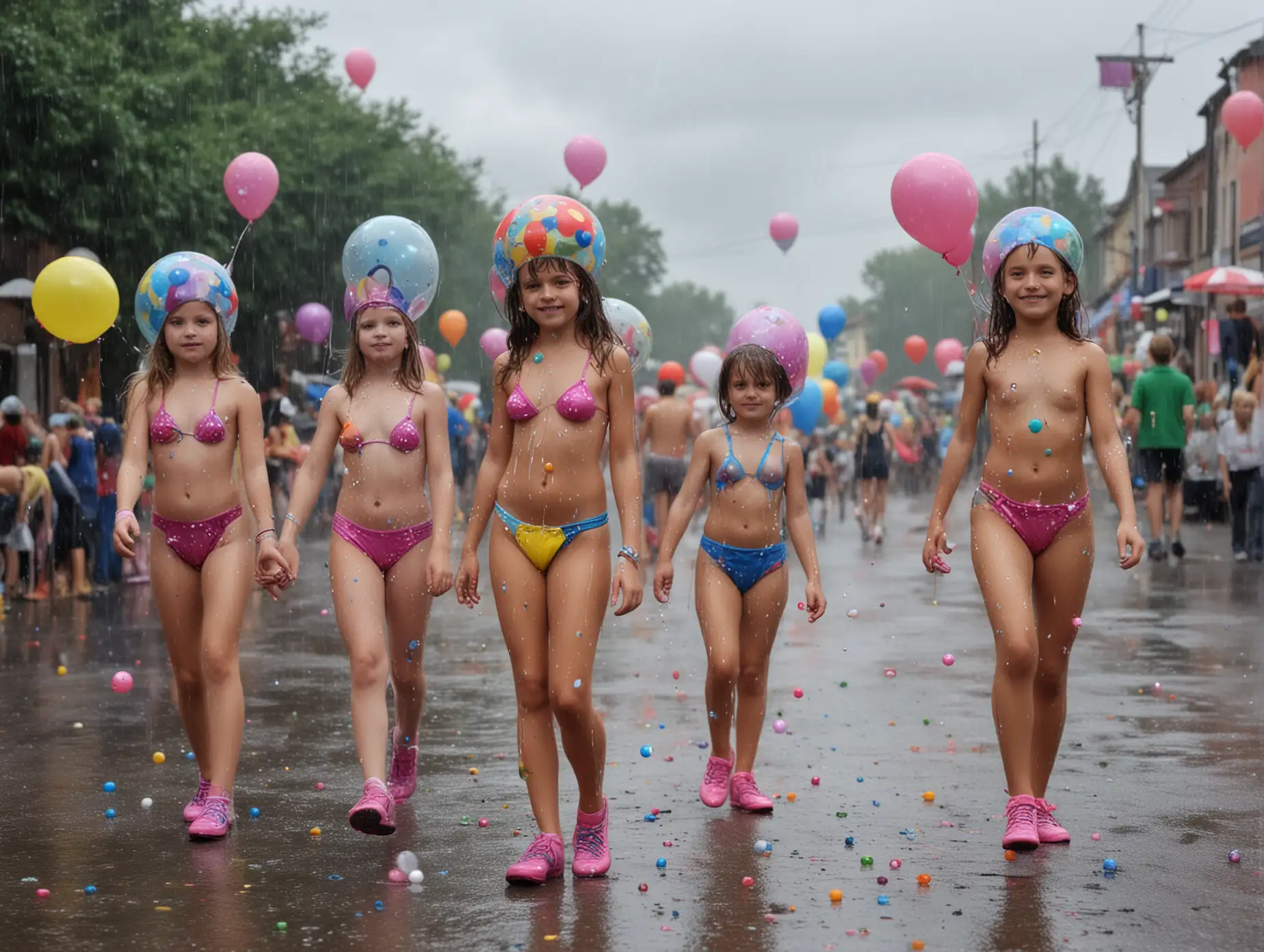 Colorful-Junior-Carnival-Nudists-Celebrating-Amidst-Summer-Rain-and-Air-Balloons