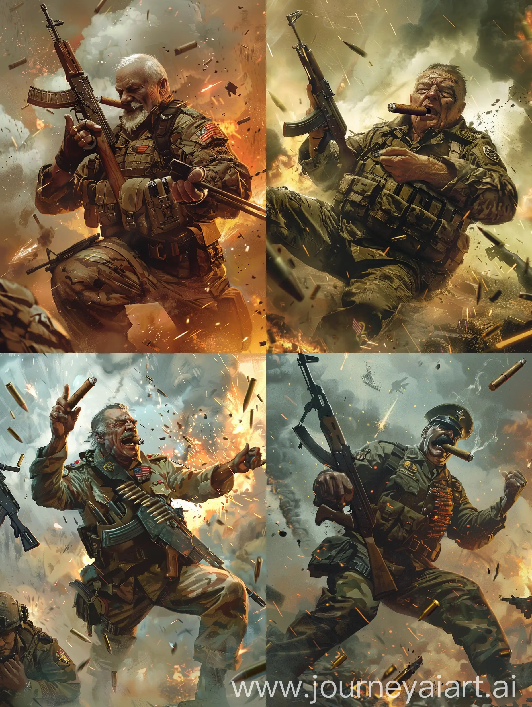 American-FiveStar-General-Charging-Forward-with-Cigar-and-AK47