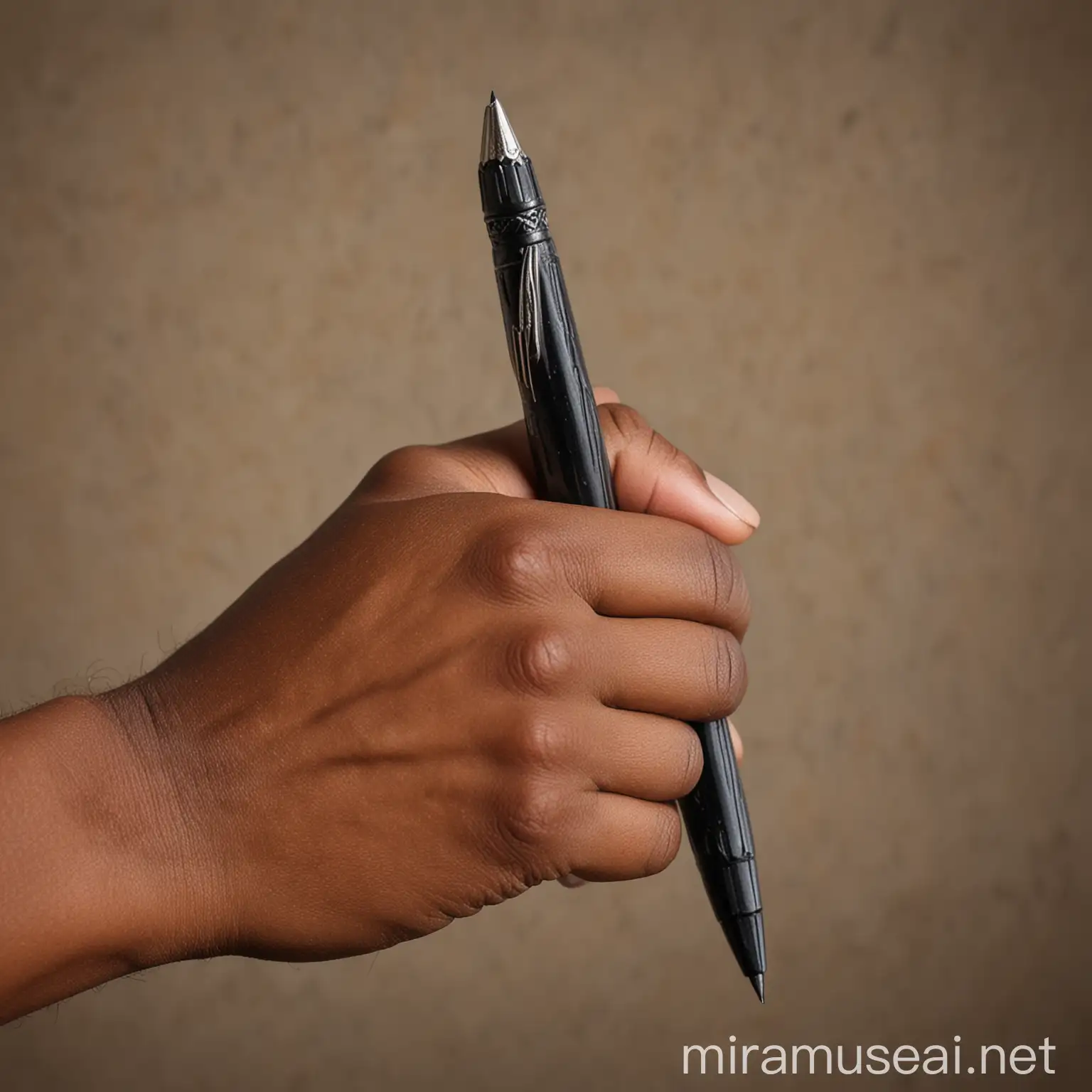 African American Hand Holding Pen Writing and Creativity