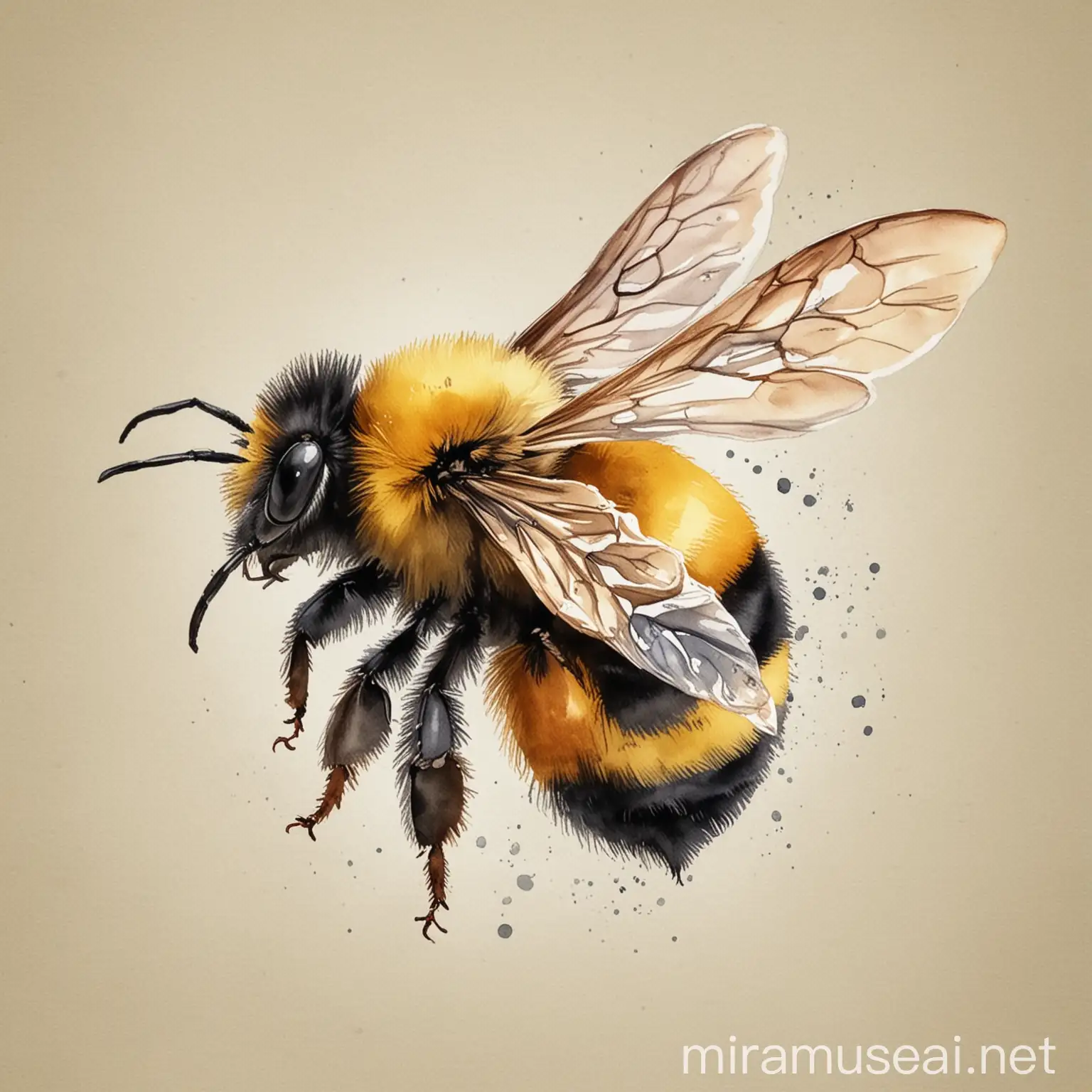 Vibrant Bumble Bee Watercolor Illustration Delicate Insect Artwork for Nature Enthusiasts
