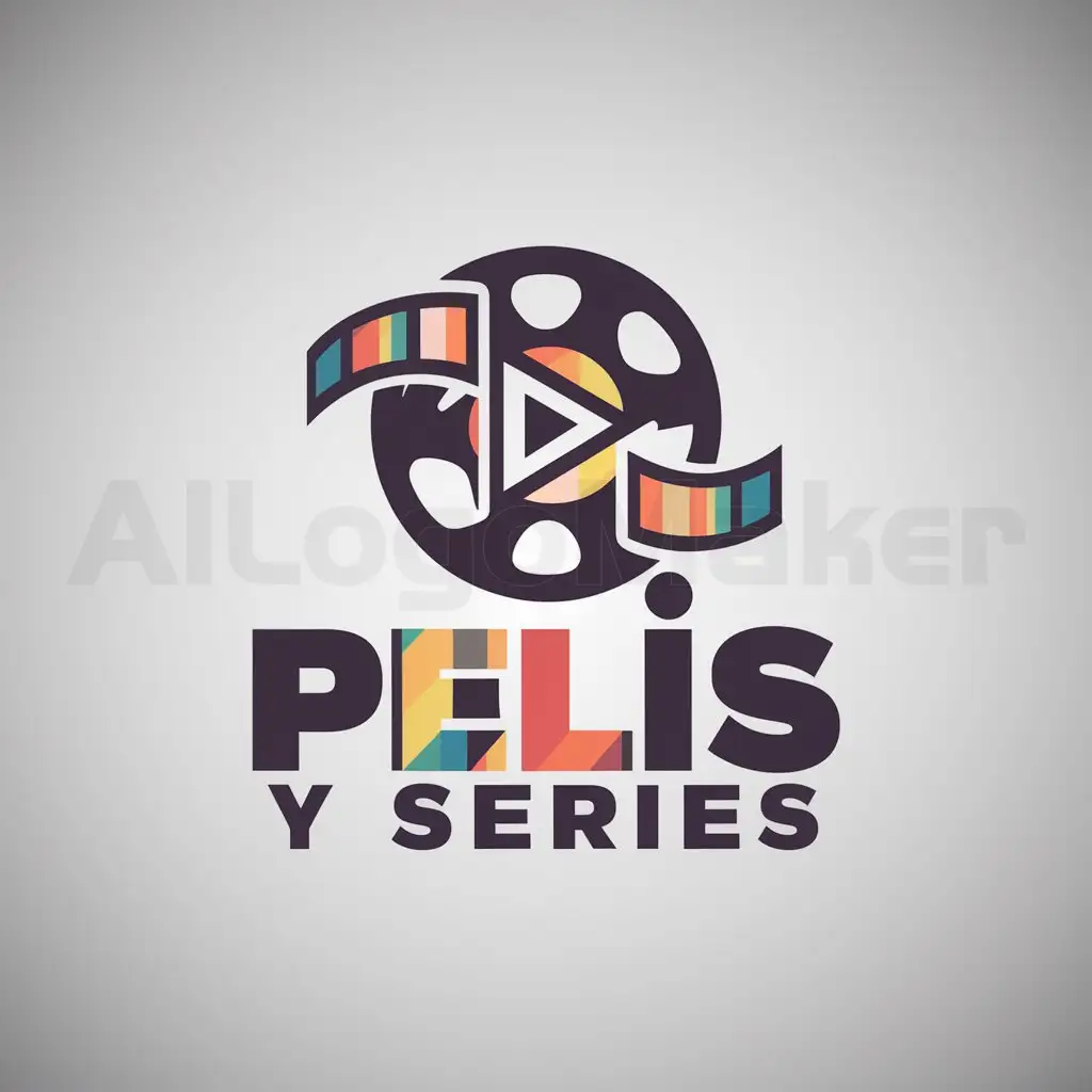 LOGO-Design-For-Pelis-y-Series-Cinematic-Text-with-Film-Reel-Icon