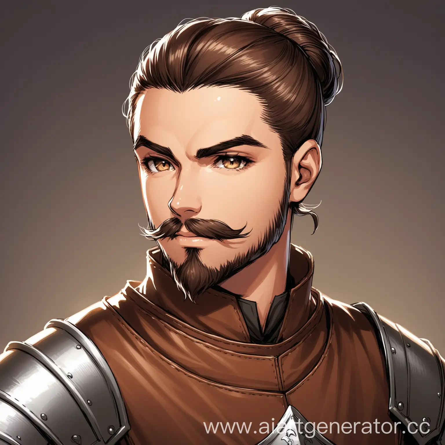 Мужчина, в средневековом стиле, кожанный доспех, прическа - мужская коса, маленькая бородка