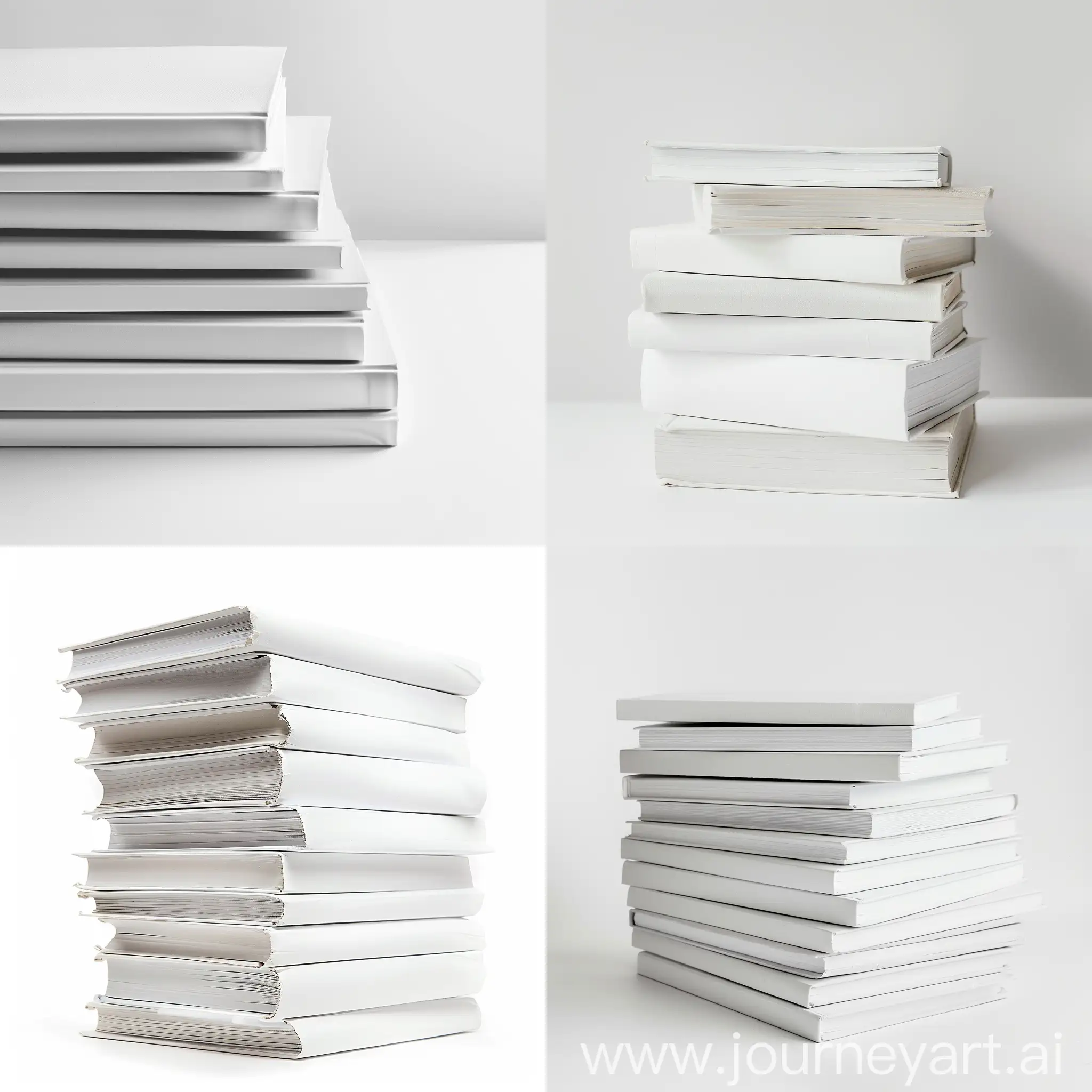 Stack-of-White-Accountants-Books-on-White-Background-Sideways