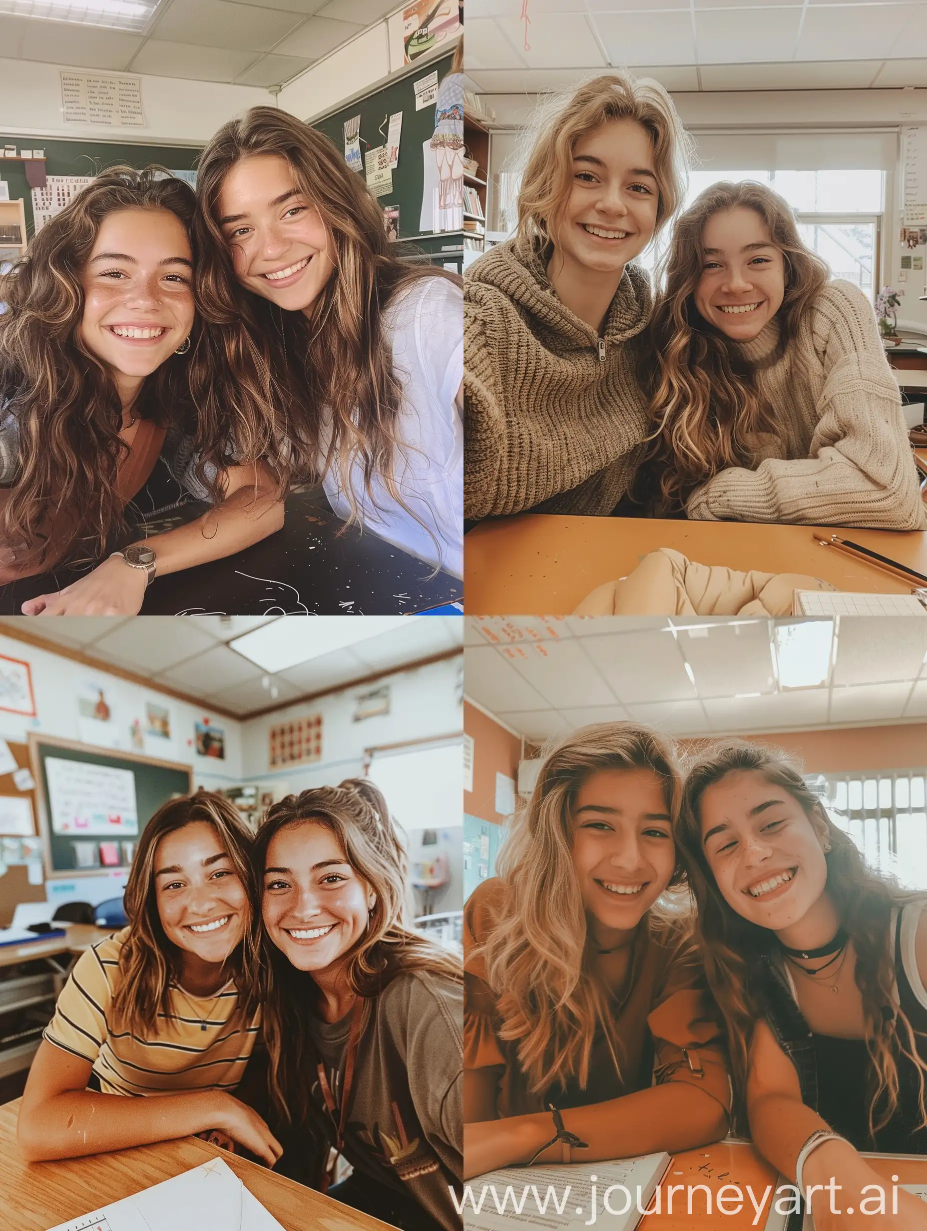 Warm-Classroom-Selfie-Teenage-Girl-and-Teacher-Smiling-Together