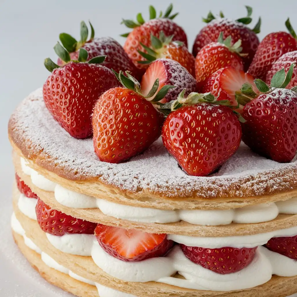 Delicious Strawberry and Cream Cake Tempting Dessert Photography for Food Lovers