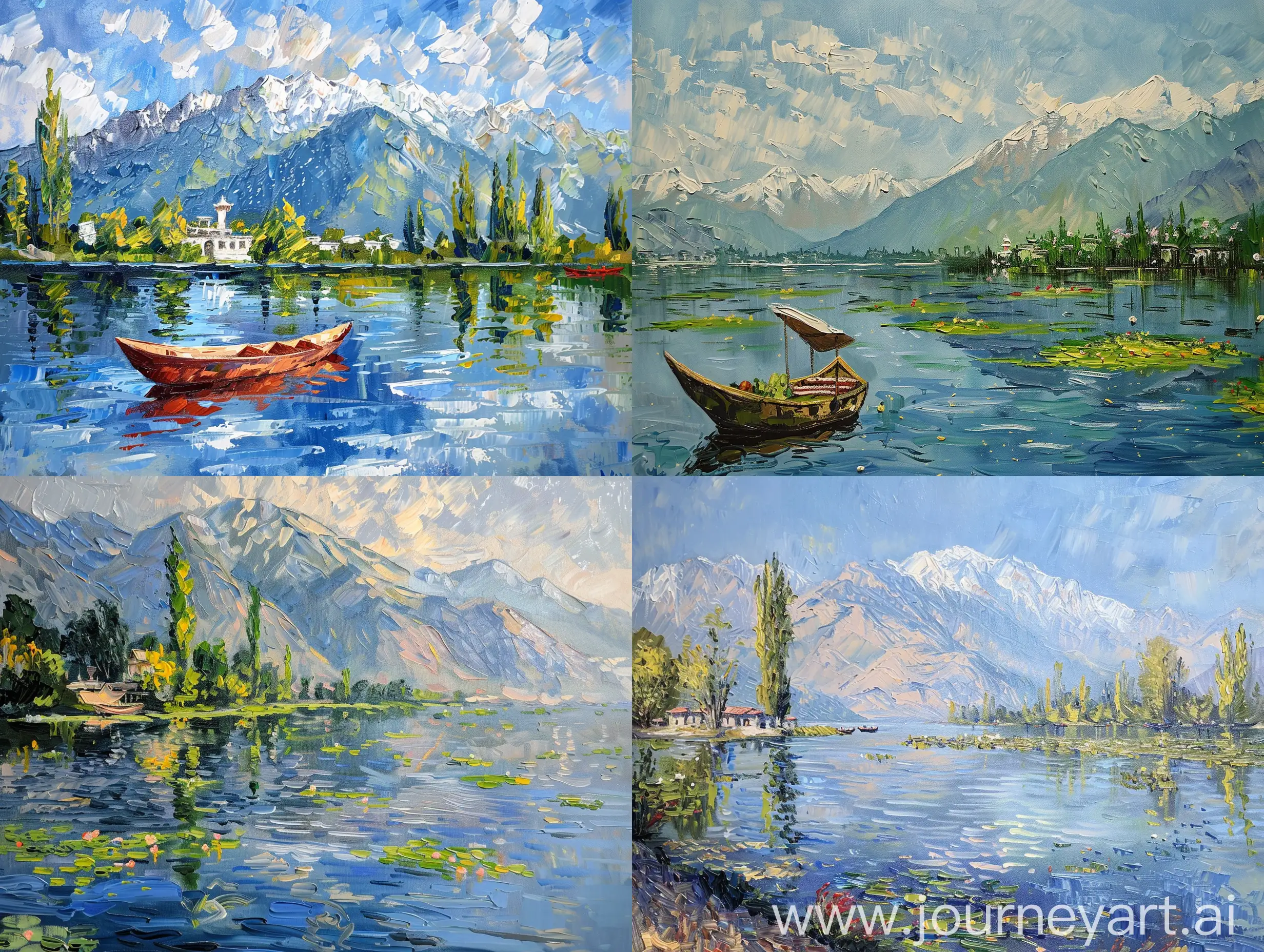 oil painting of Dal lake in kashmir in van gogh style