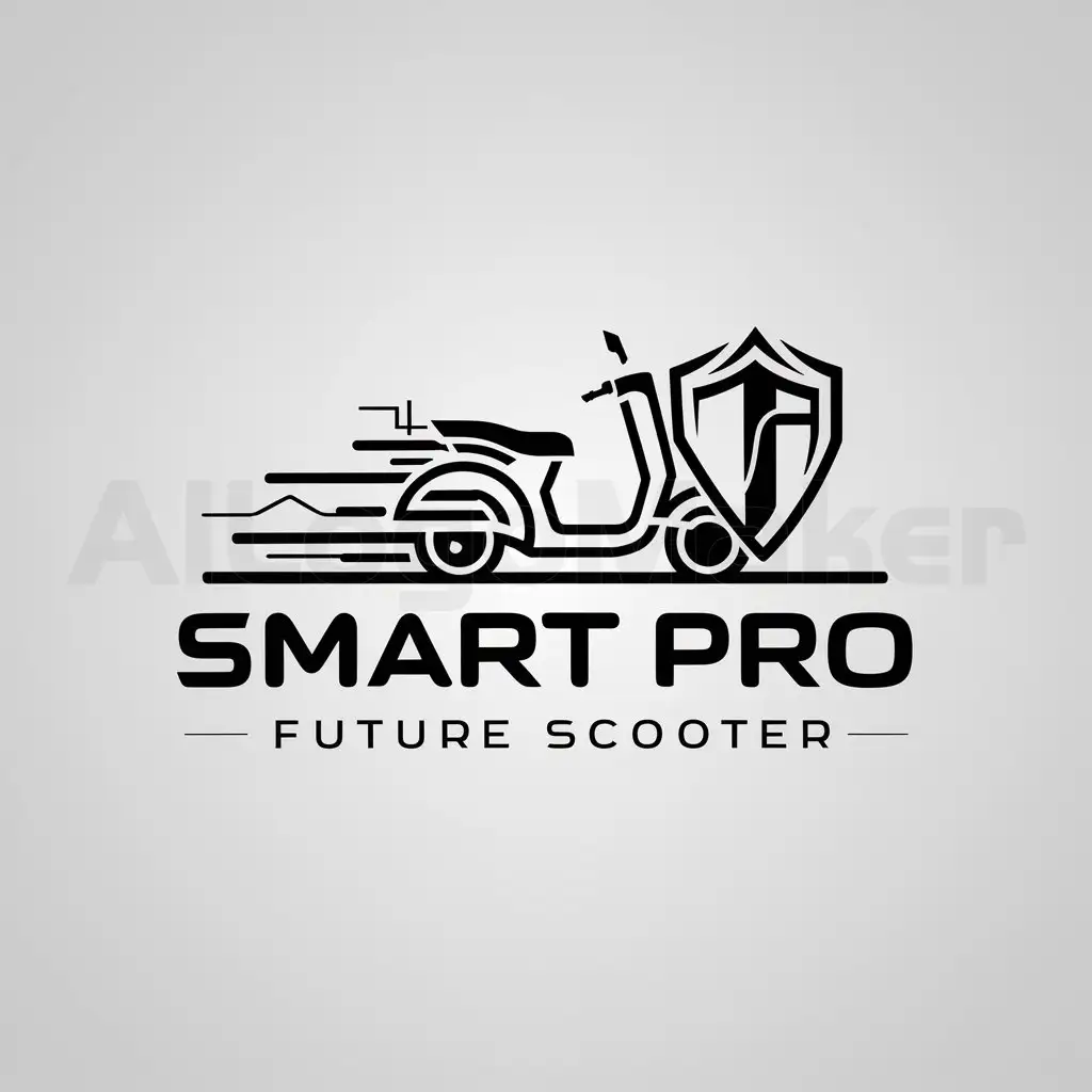 a logo design,with the text "Smart Pro - Future scooter", main symbol:Electro-Scooter, safety, future, reliability, road mobility,complex,be used in Travel industry,clear background