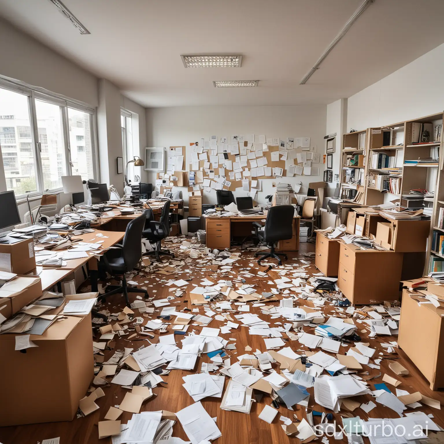Chaos-in-a-Busy-Office-Environment-with-Scattered-Papers-and-Overwhelmed-Employees