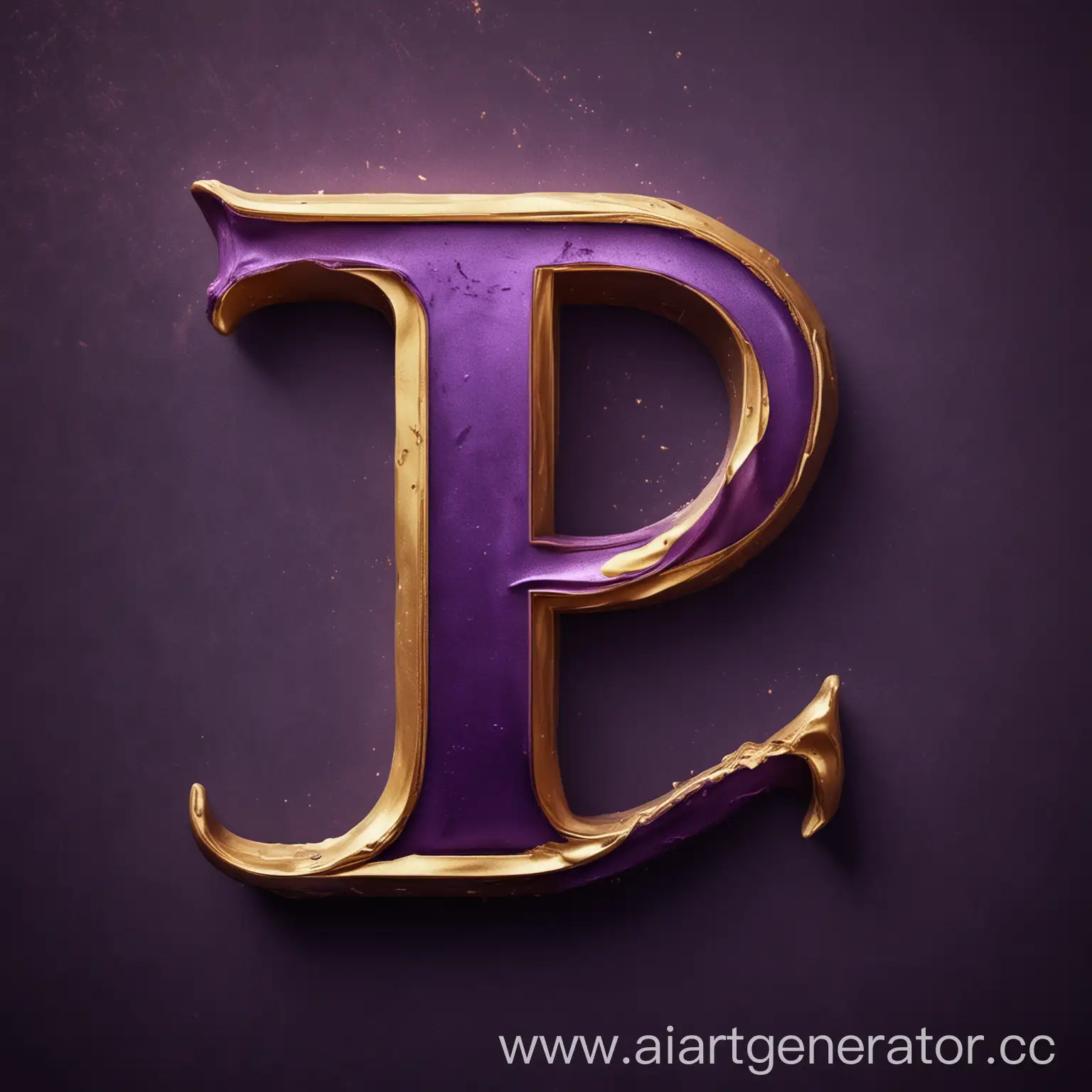 Purple-Letter-P-on-Dark-Background-with-Golden-Effect