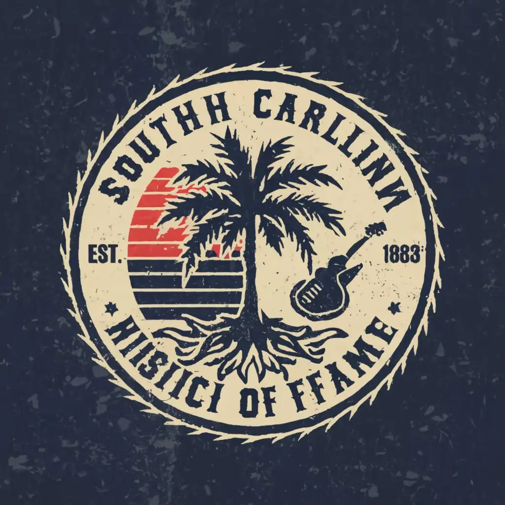 a logo design,with the text "South Carolina Entertainment & Music Hall of Fame", main symbol:South Carolina state flag,Moderate,be used in Entertainment industry,clear background