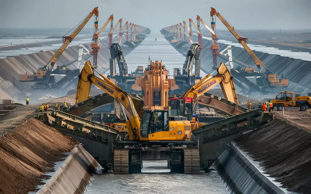 Massive Worlds Largest Canal Construction with Heavy Machinery