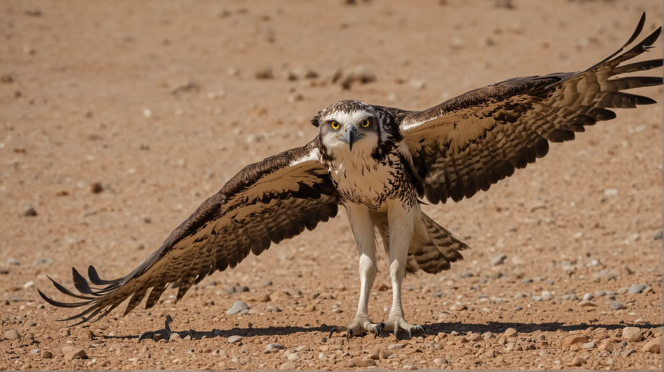 A close up of some birds of prey, such as osprey, owl, falcon, vulture in the desert location