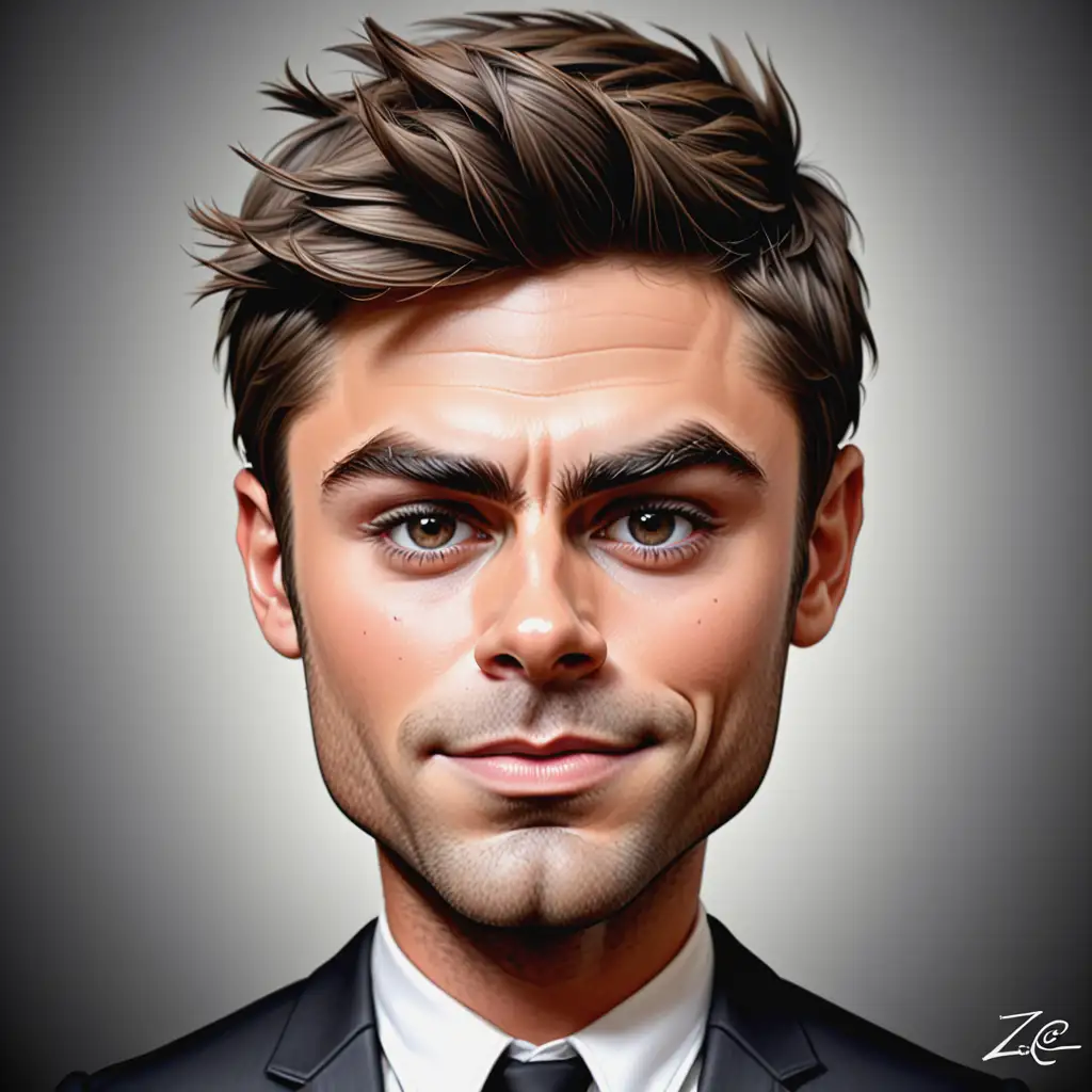 Playful Caricature of Zac Efron