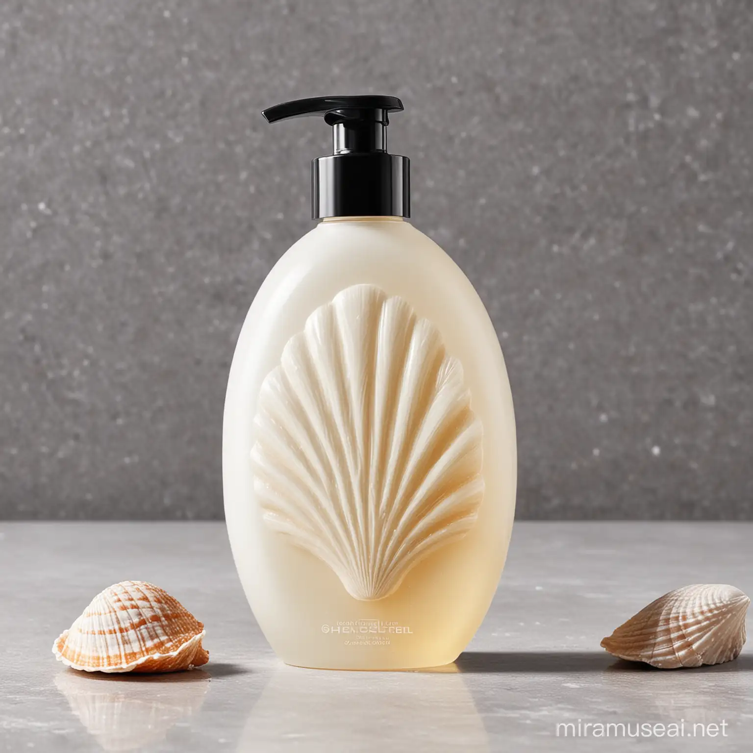 Shell Shower Gel Design with Ocean Theme and Natural Elements