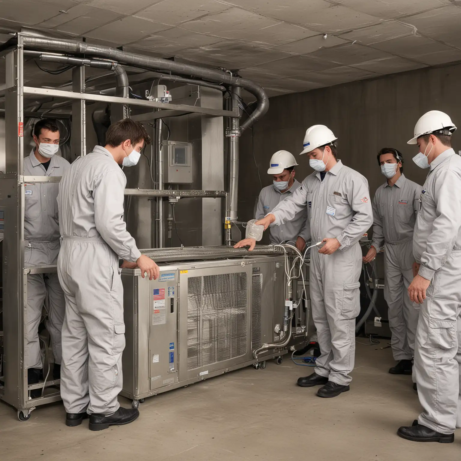American Workers Installing Air Purification Systems