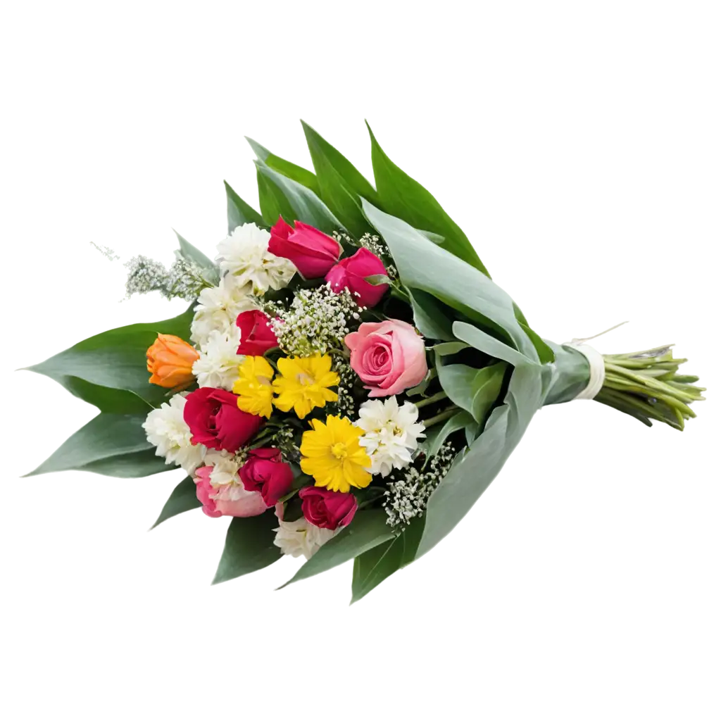 Vibrant-Bouquet-of-Random-Flowers-in-a-Clean-Glass-Vase-PNG-Image-for-HighQuality-Floral-Graphics