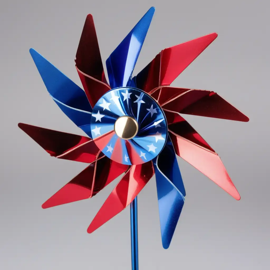 Vibrant Metallic Spinning Pinwheel in Patriotic Colors