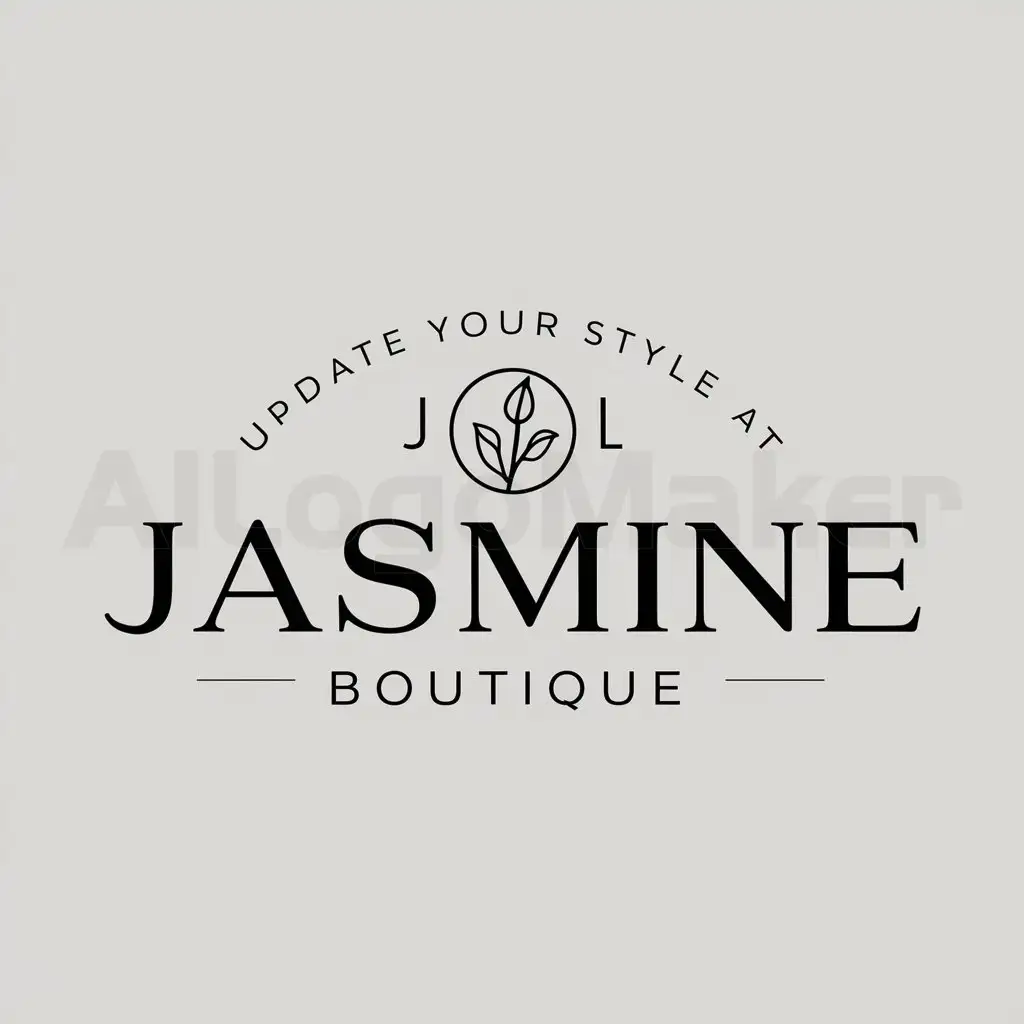 a logo design,with the text "Update your style at Jasmine Boutique", main symbol:Jasmine Boutique!,Moderate,clear background