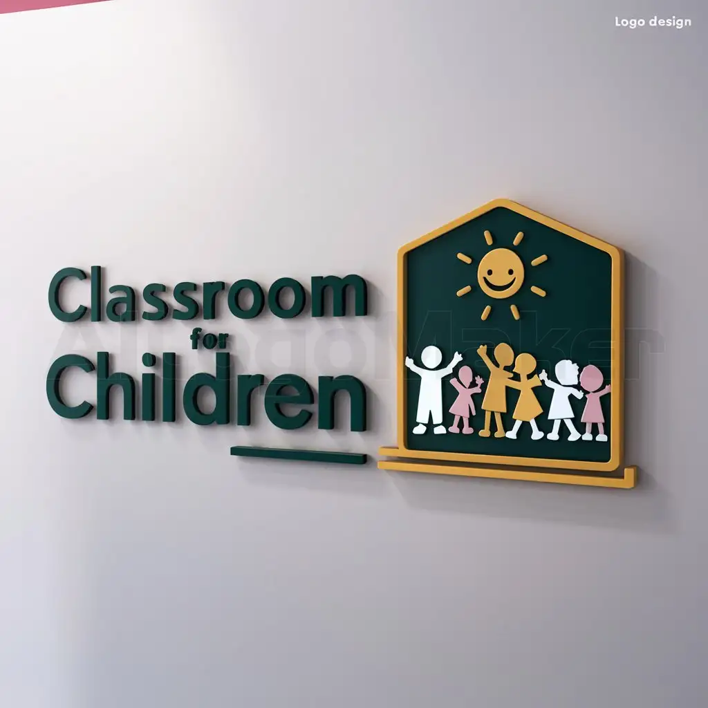a logo design,with the text "classroom for children", main symbol:Children's classroom,Moderate,be used in Education industry,clear background