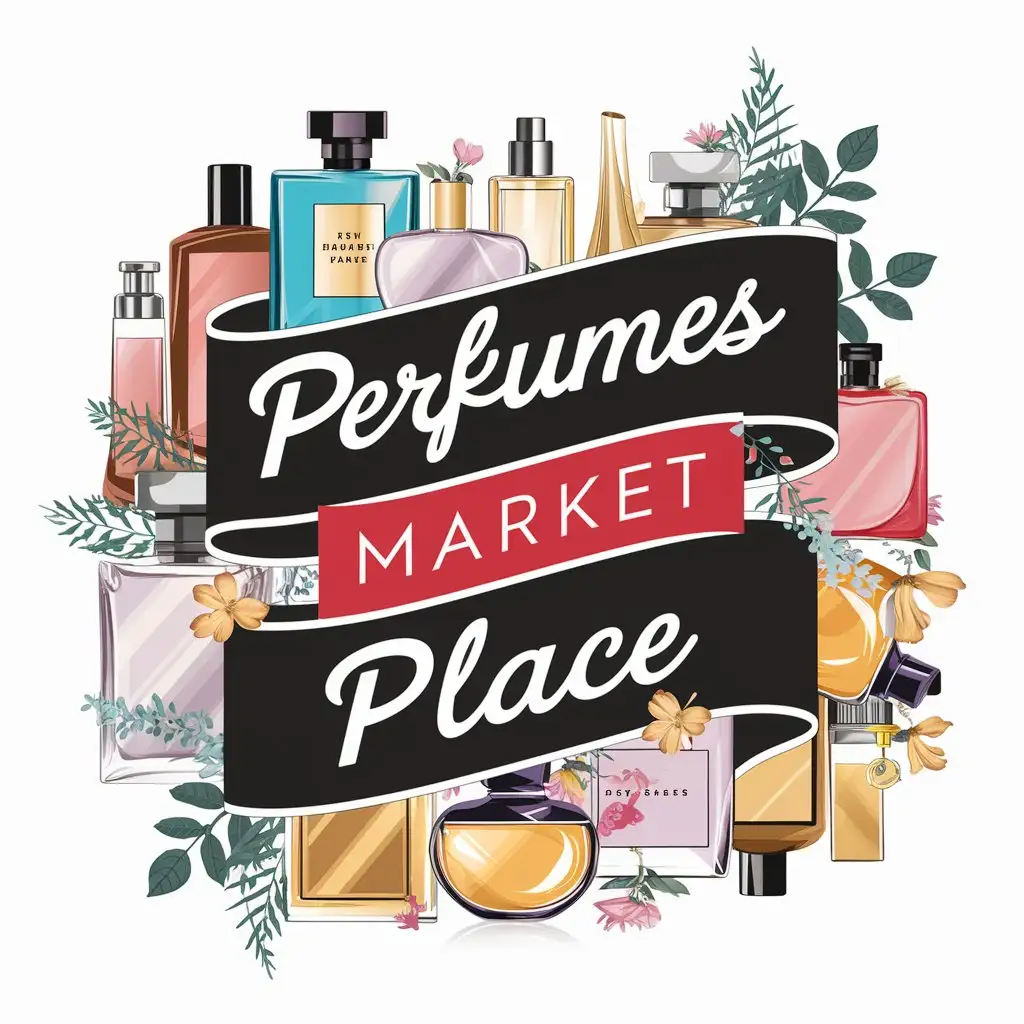 Vibrant Perfumes Market Scene with Diverse Fragrance Bottles
