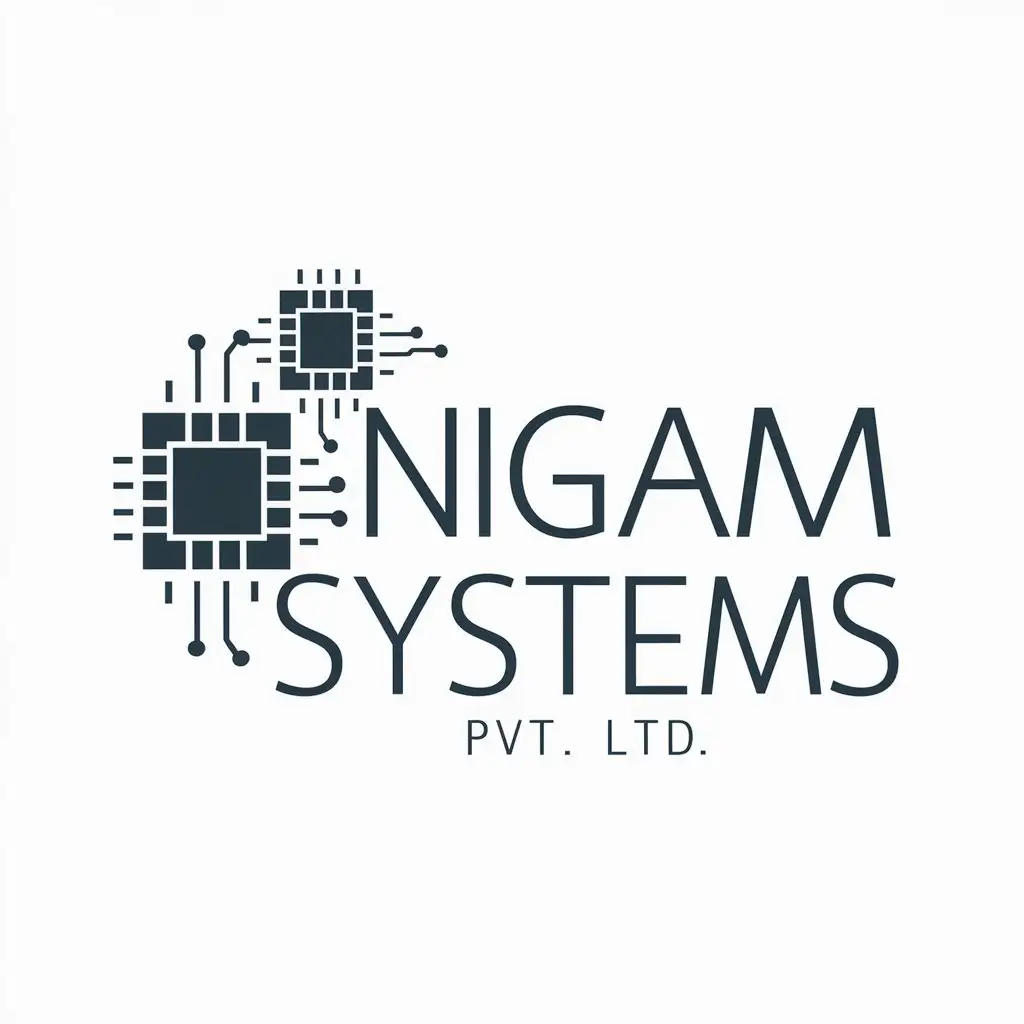 a logo design,with the text "Nigam Systems PVT LTD", main symbol:Semiconductor Chips,Moderate,be used in Technology industry,clear background