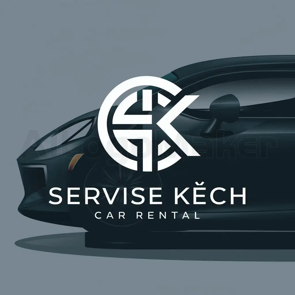a logo design,with the text "servise kech AS", main symbol:logo for my Facebook page for car rental,complex,clear background