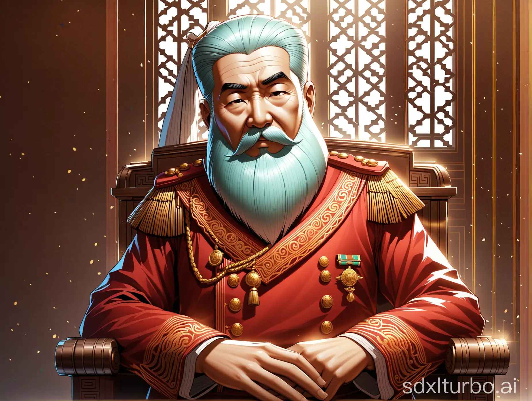 front face asia oldest sit dictator fully body in the governor palace windows defender feeling of freshness by a recent discovery 4 k digital art trending on artstation cgsociety contest winner intricate award winner