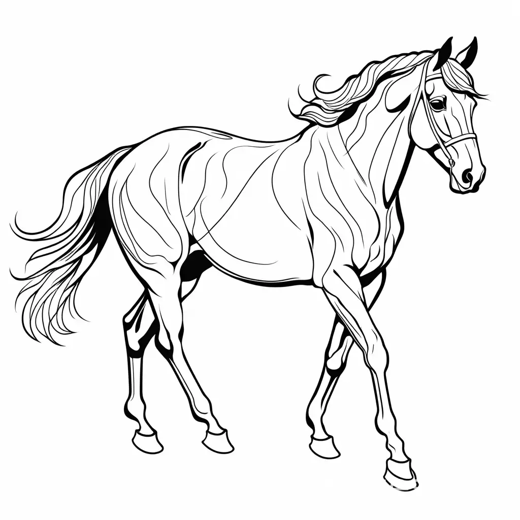 horse, Coloring Page, black and white, line art, white background, Simplicity, Ample White Space