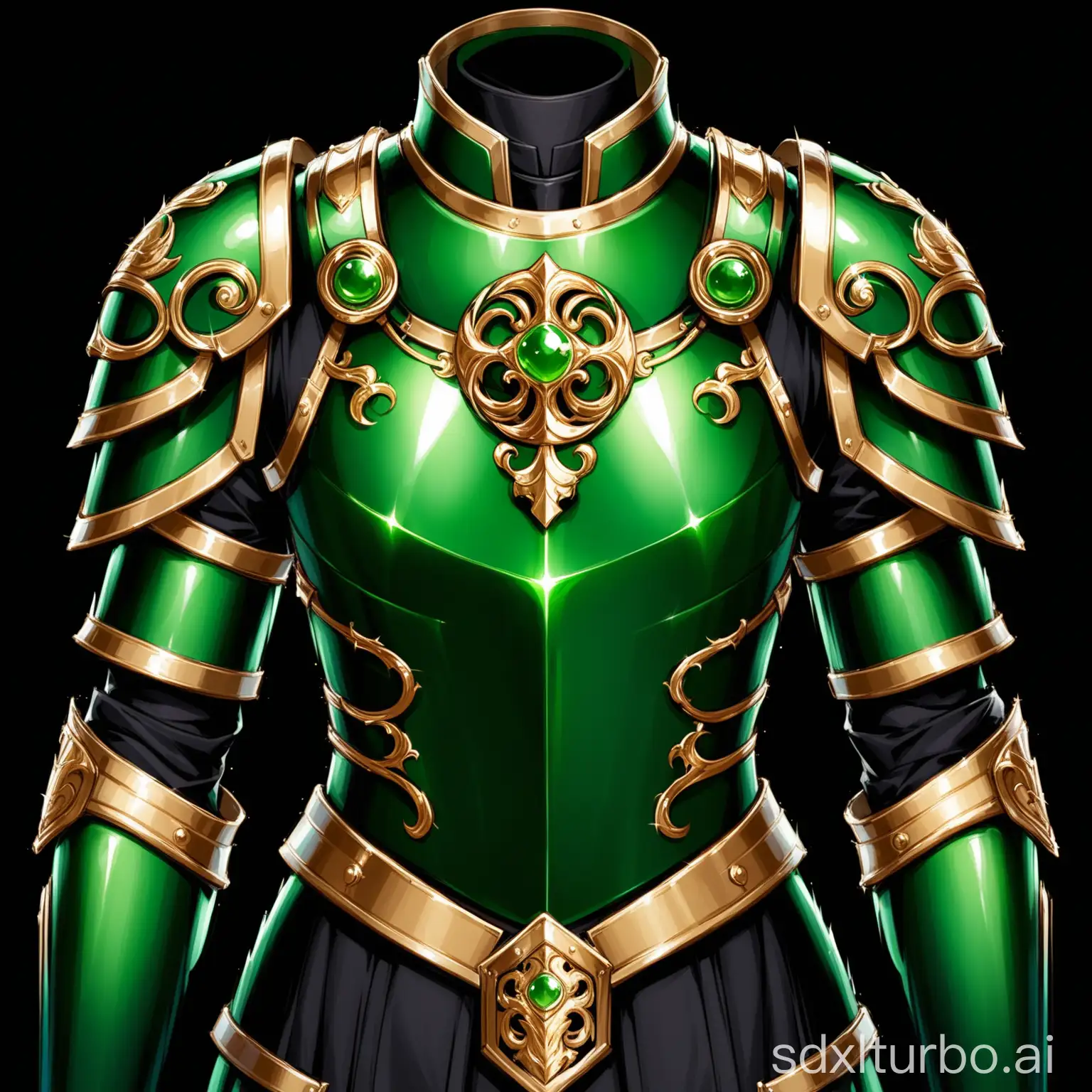 Elegant-Jade-Chest-Armor-on-Uniform-Black-Background
