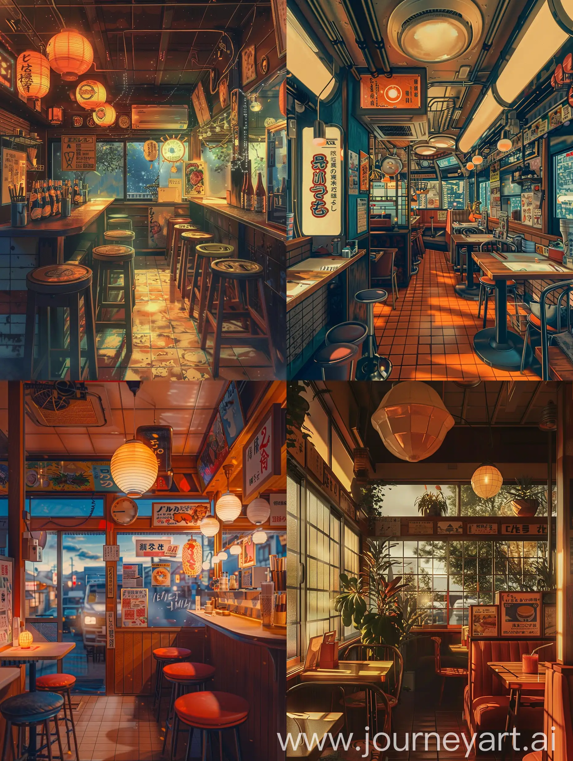 Serene-Japanese-LateNight-Diner-Interior-with-Nostalgic-Decorations