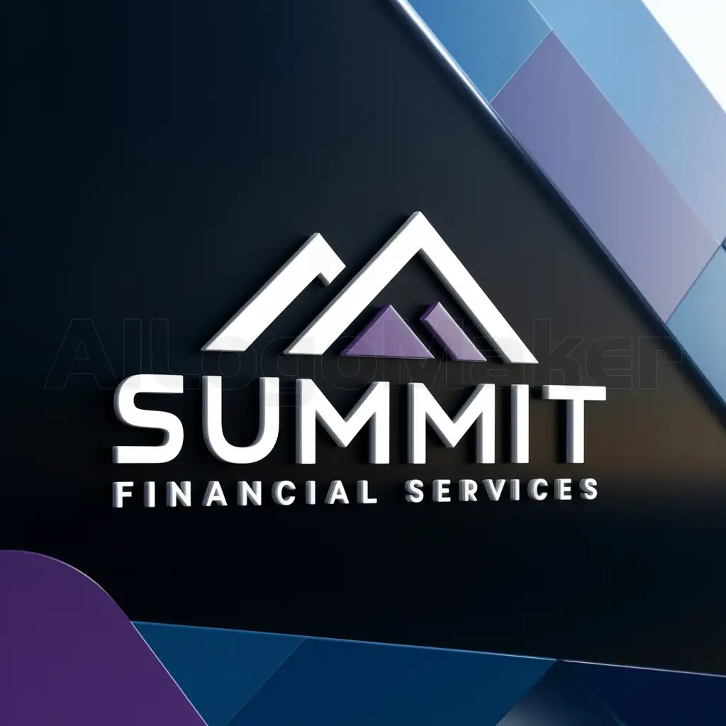 a logo design,with the text "SUMMIT FINANCIAL SERVICES", main symbol:SUMMIT WITH COLOR PALETTE OF WHITE, BLACK, BLUE, AND PURPLE,Moderate,be used in Finance industry,clear background
