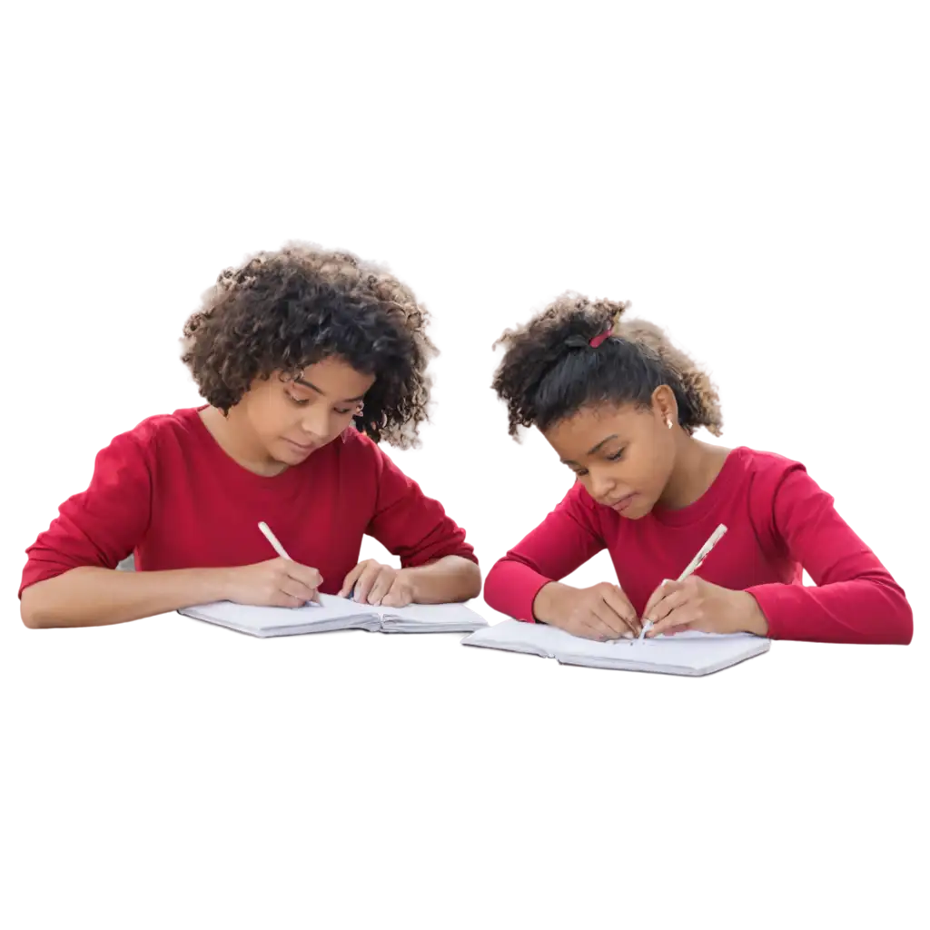 Three-Girls-Writing-Captivating-PNG-Image-to-Inspire-Creativity