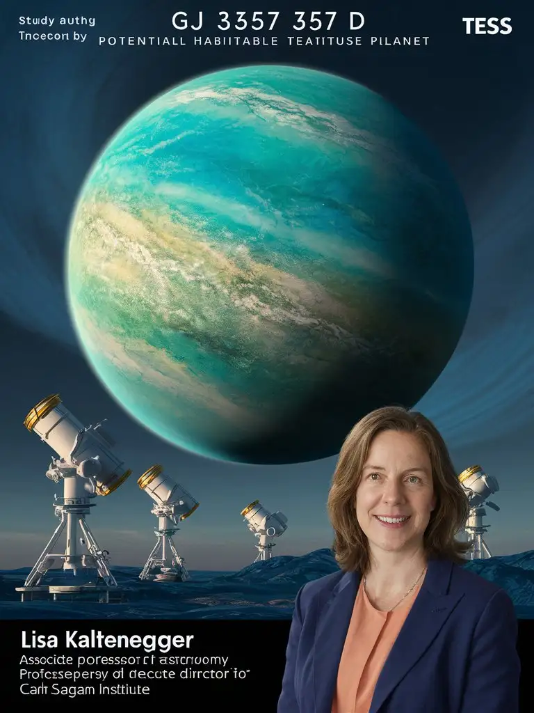This is exciting, as this is humanity's first nearby super-Earth that could harbor life -- uncovered with help from TESS, " said Lisa Kaltenegger, study author, associate professor ofastronomy and director of Cornell's Carl Sagan Institute. "With a thick atmosphere, theplanet GJ 357 d could maintain liquid water on its surface like Earth and we could pick outsigns of life with upcoming telescopes soon to be online