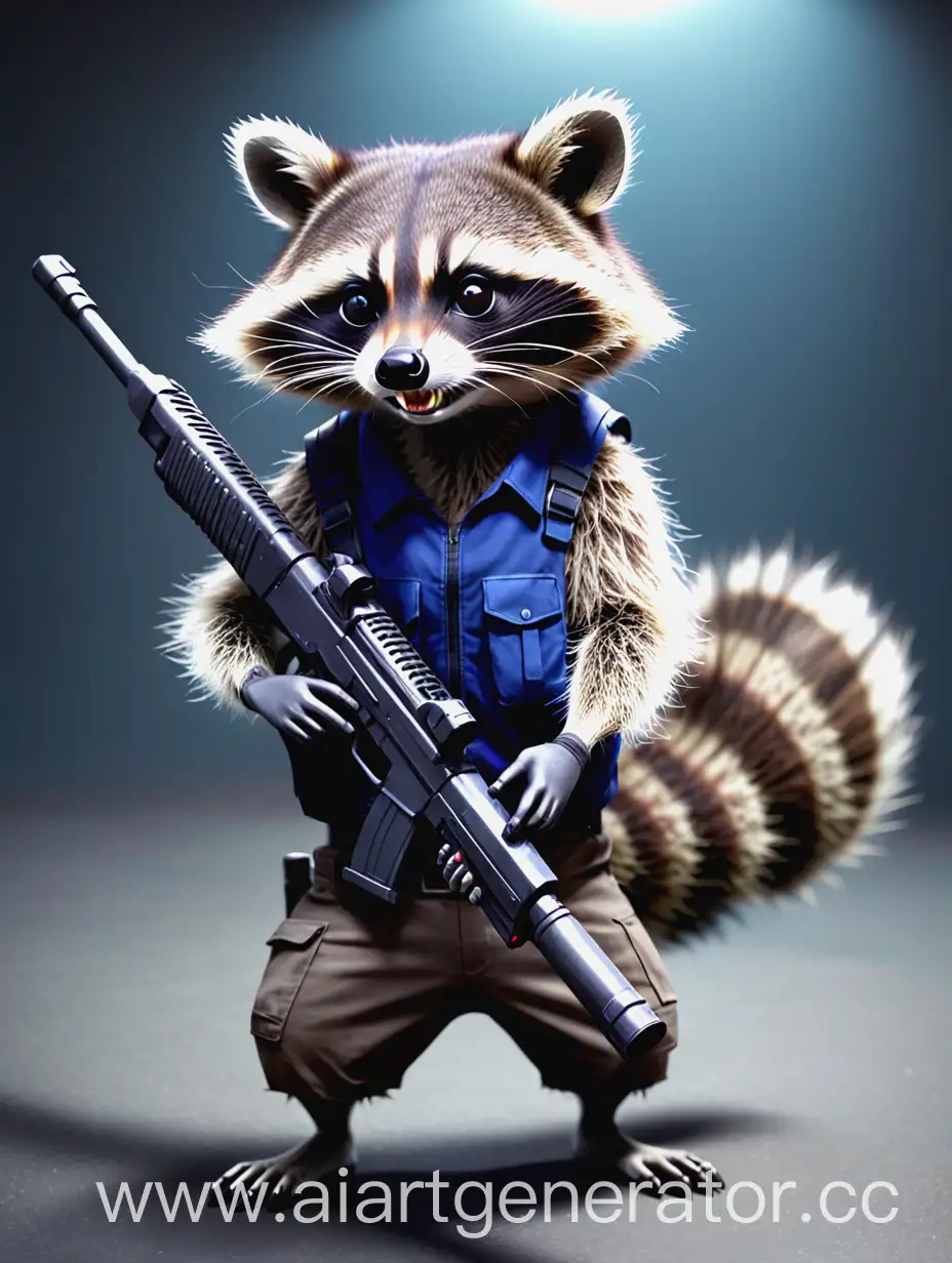Raccoon-Holding-Weapon-in-Forest-Setting