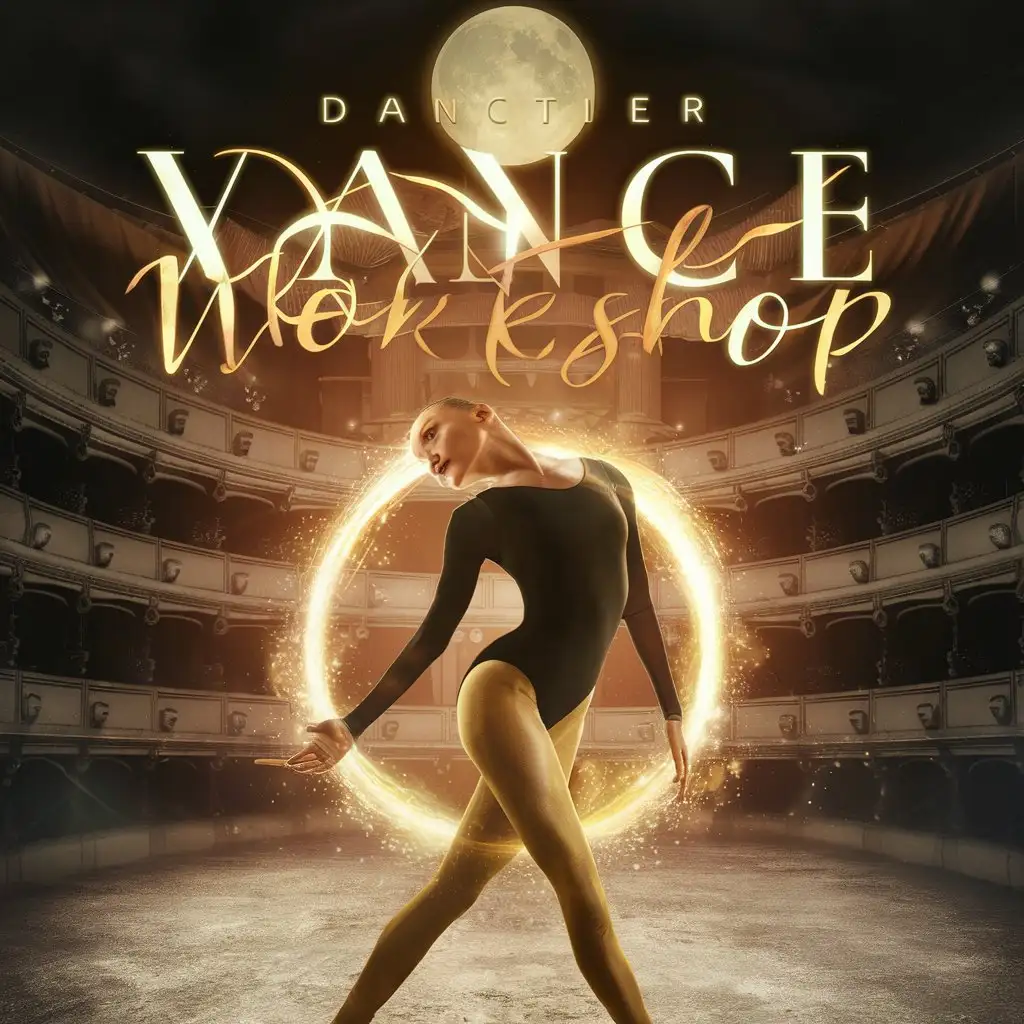 Dynamic Gold and Black Dance Workshop Poster Featuring Energetic Performers