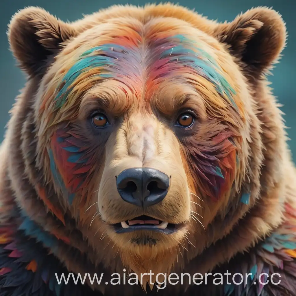 лицо медведя, разноцветный