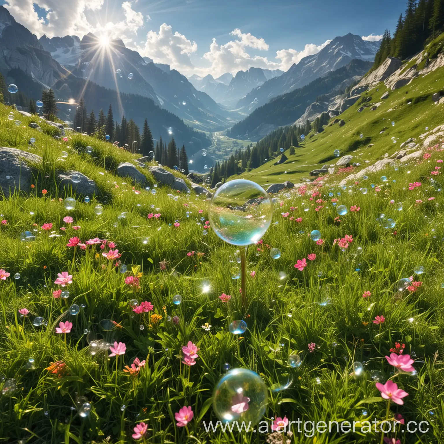 сказочные альпийские луга с мыльными пузырями