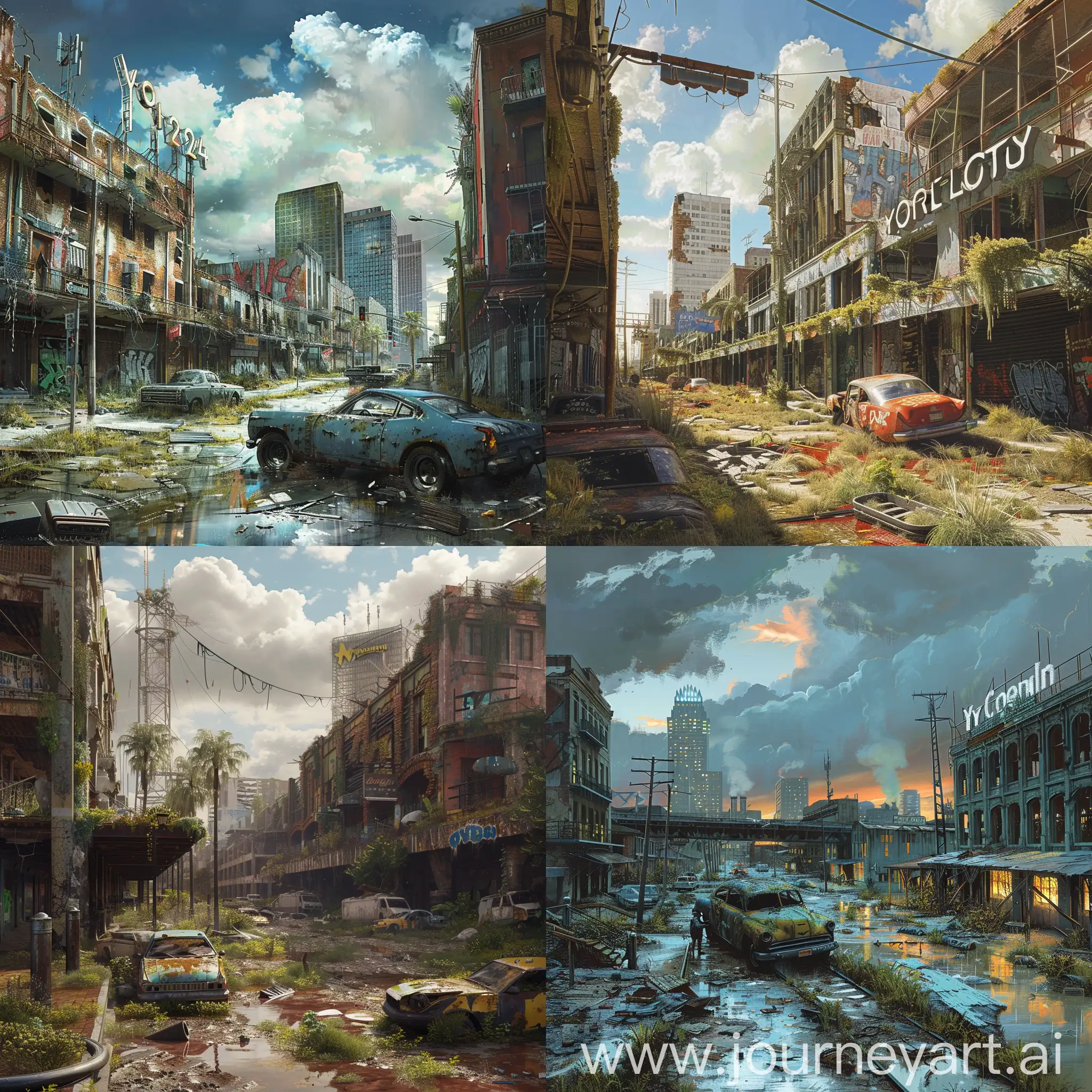Masterpiece, artistic, post-apocalyptic Ybor City in 2024