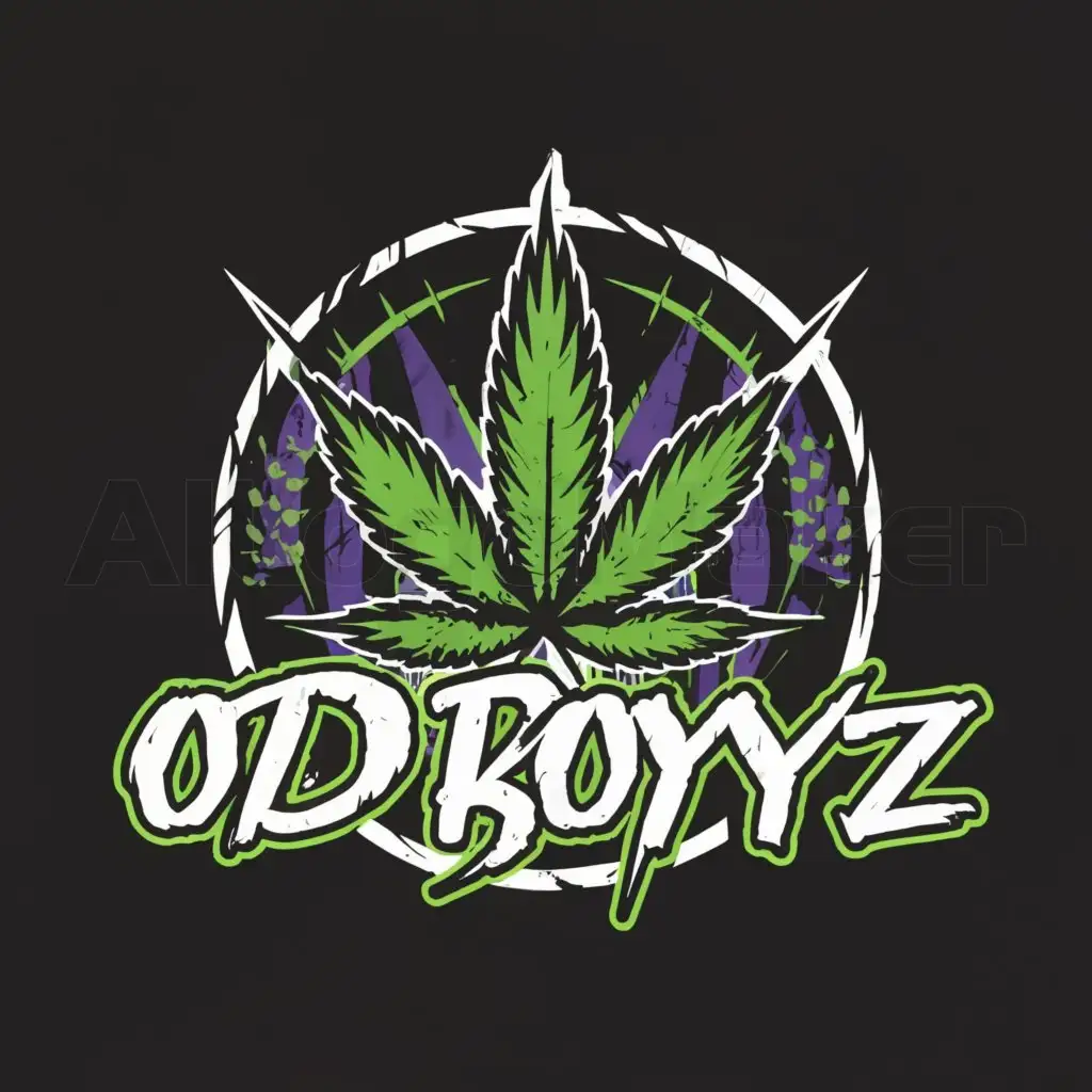 LOGO-Design-For-OD-BOYZ-Bold-Text-with-Weed-Symbol-Ideal-for-the-Rap-Music-Industry