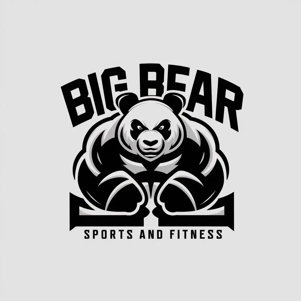 a logo design,with the text "Big bear", main symbol:panda,complex,be used in Sports Fitness industry,clear background