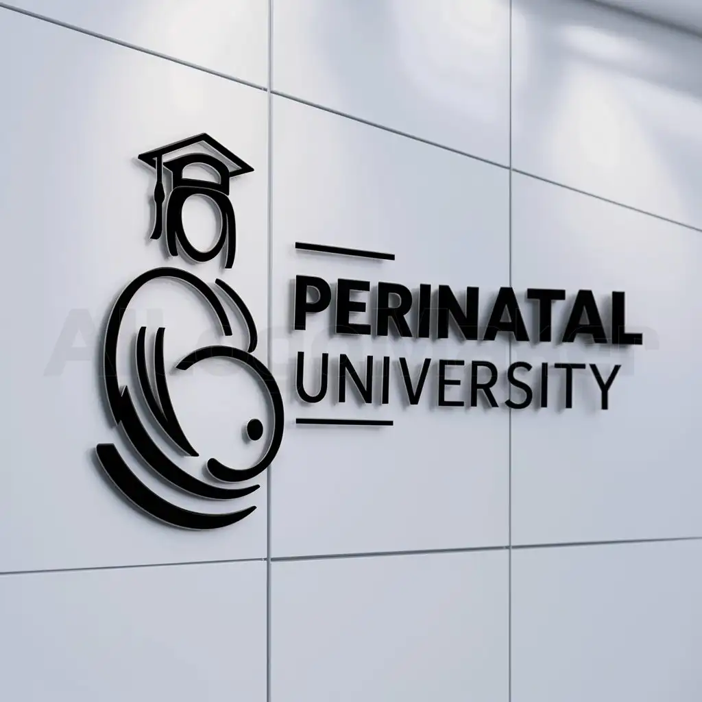 a logo design,with the text "perinatal university", main symbol:pregnant graduate,complex,clear background