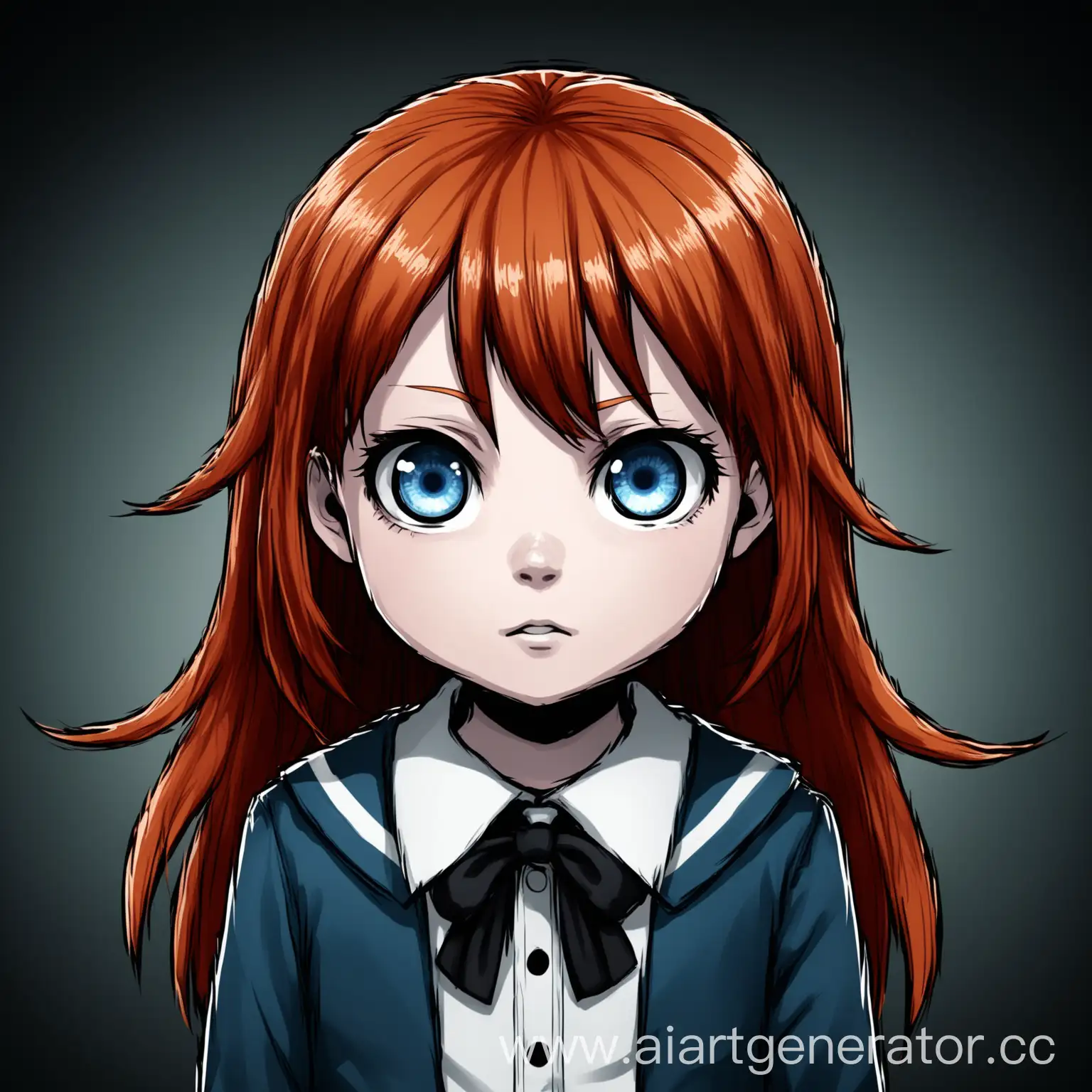 6 летния девочка, рыжыми волосами, синими глаза в стиле Danganronpa 