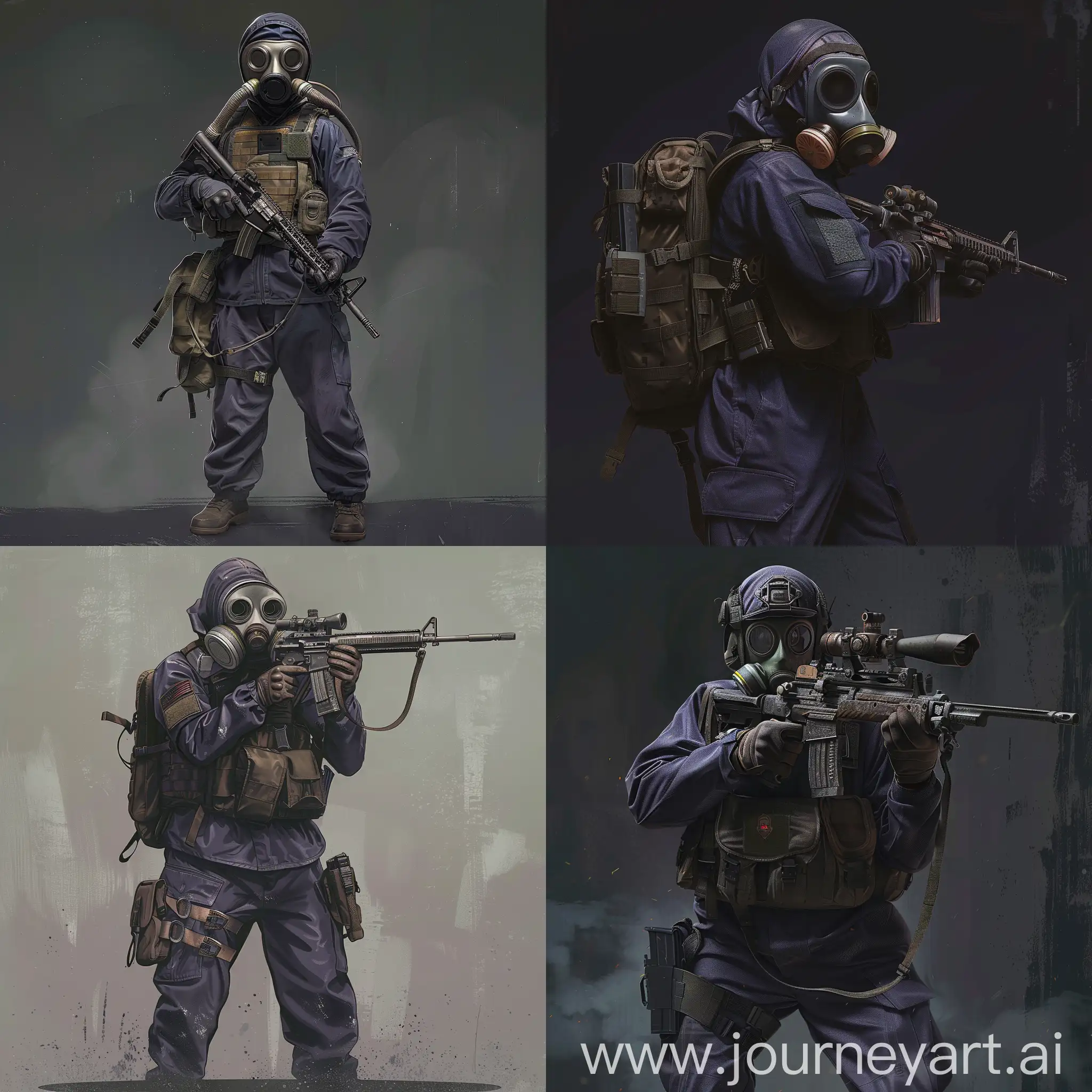 Stealthy-Sniper-in-Dark-Purple-Military-Jumpsuit-with-Gas-Mask