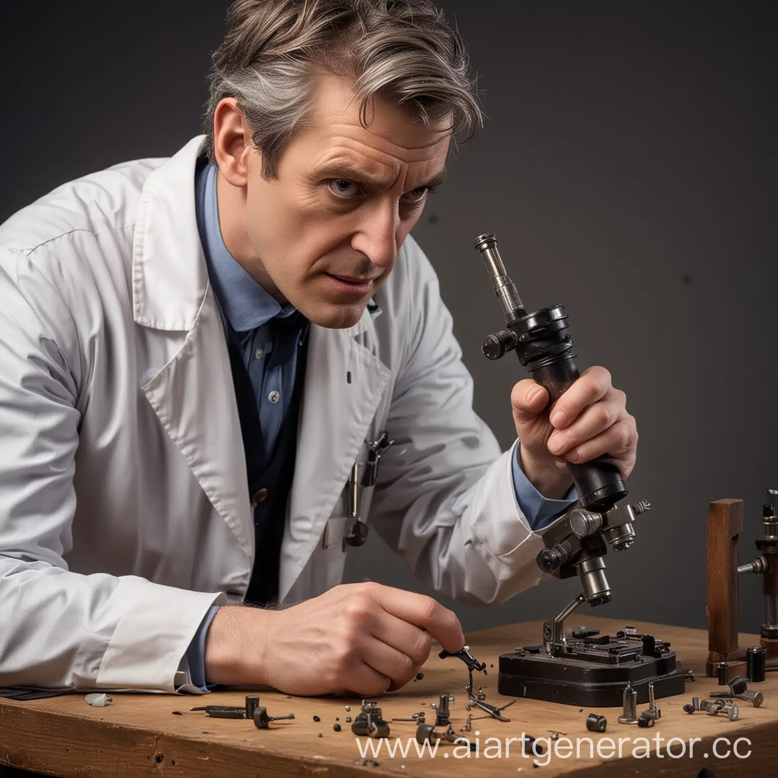 Doctor-Using-Microscope-as-Hammer