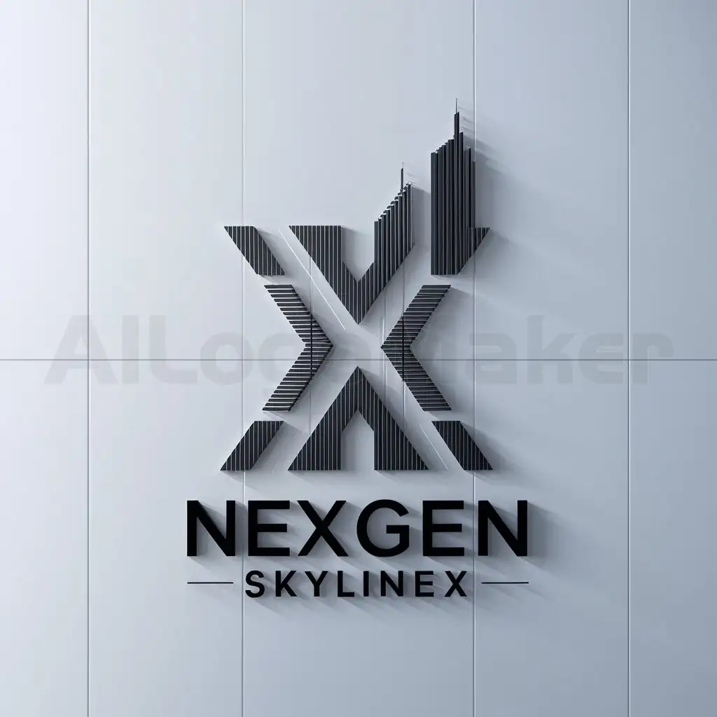 a logo design,with the text "NexGen SkylineX", main symbol:X but the x like building and goes to sky,Moderate,be used in Construction industry,clear background