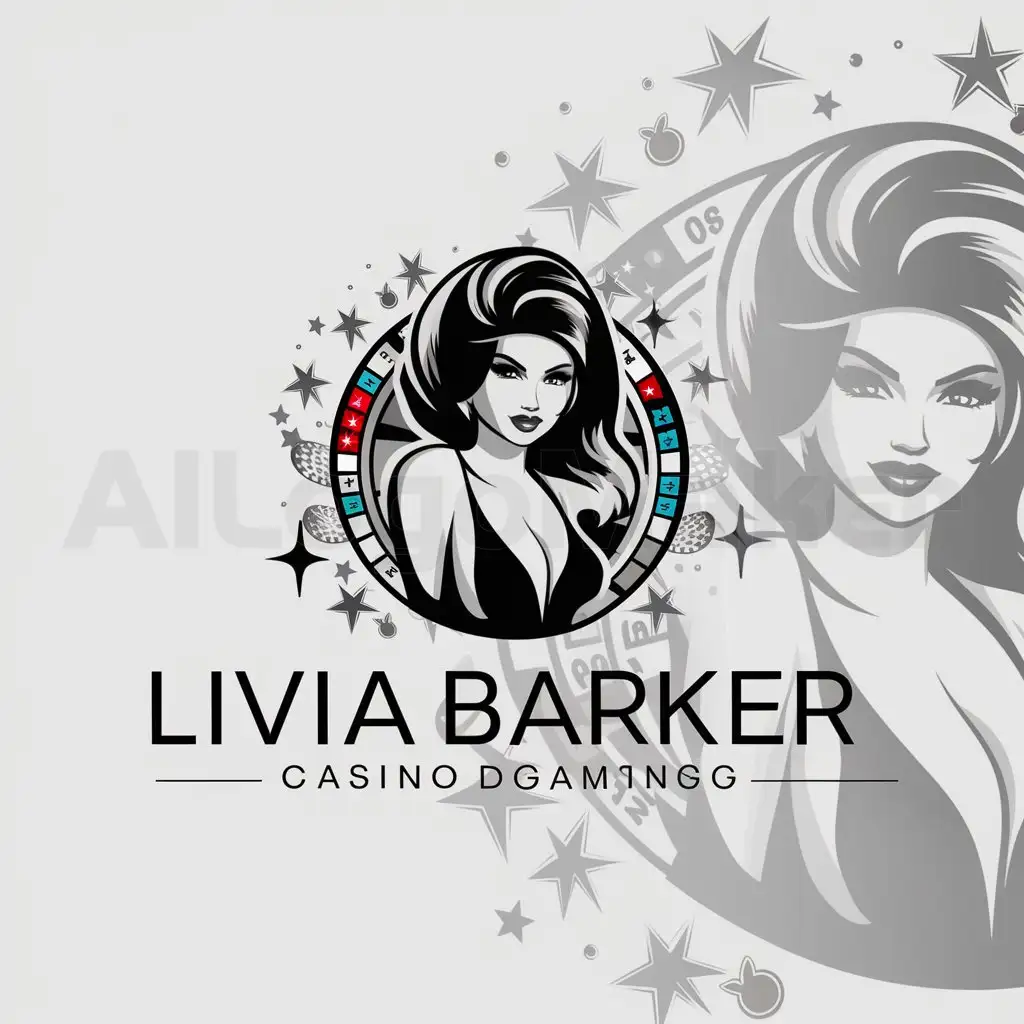 a logo design,with the text "Livia Barker", main symbol:sexy Casino gamingn Girl,complex,be used in Others industry,clear background