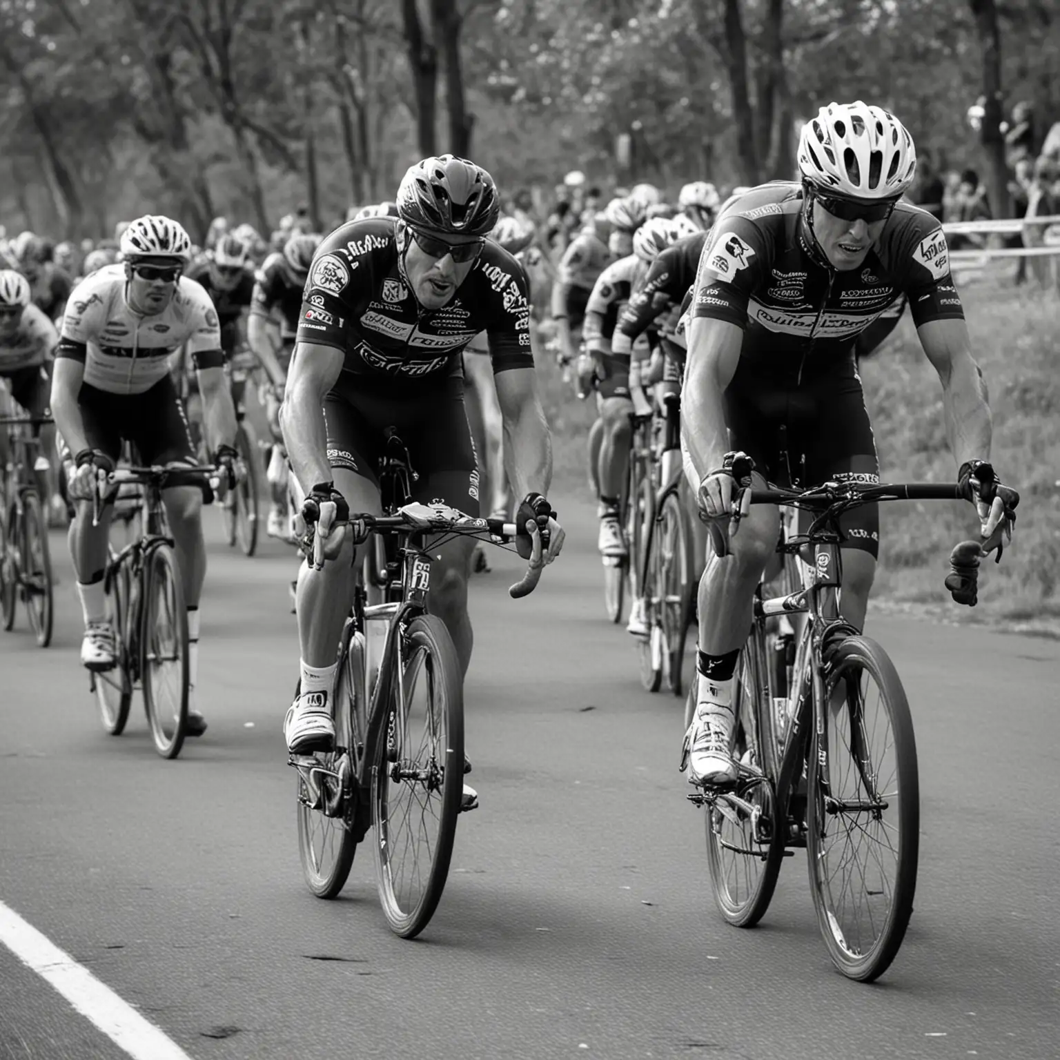 Intense Bicycle Race in Monochrome
