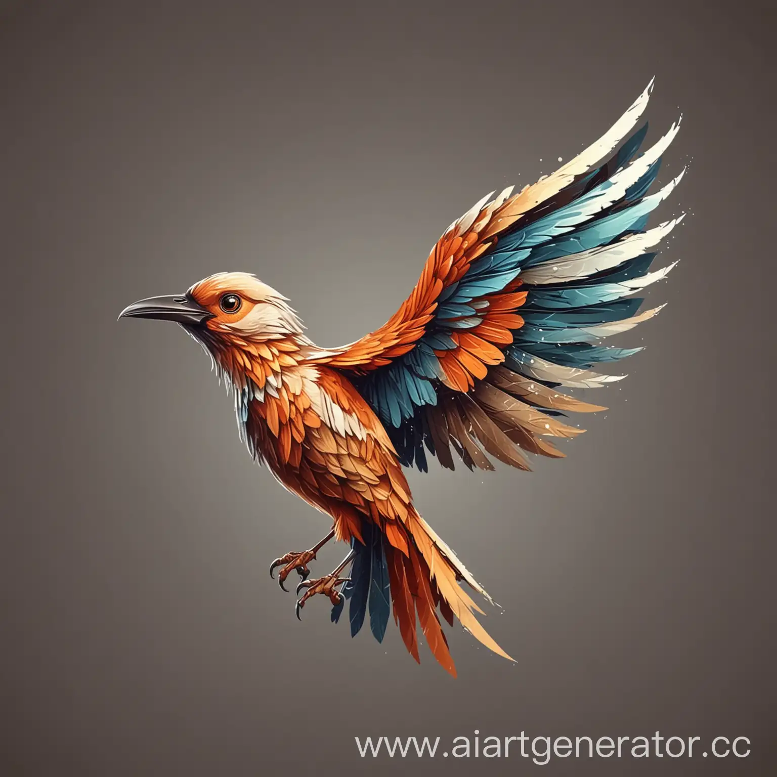 Логотип птица с красивыми крыльями без фона вид сбоку