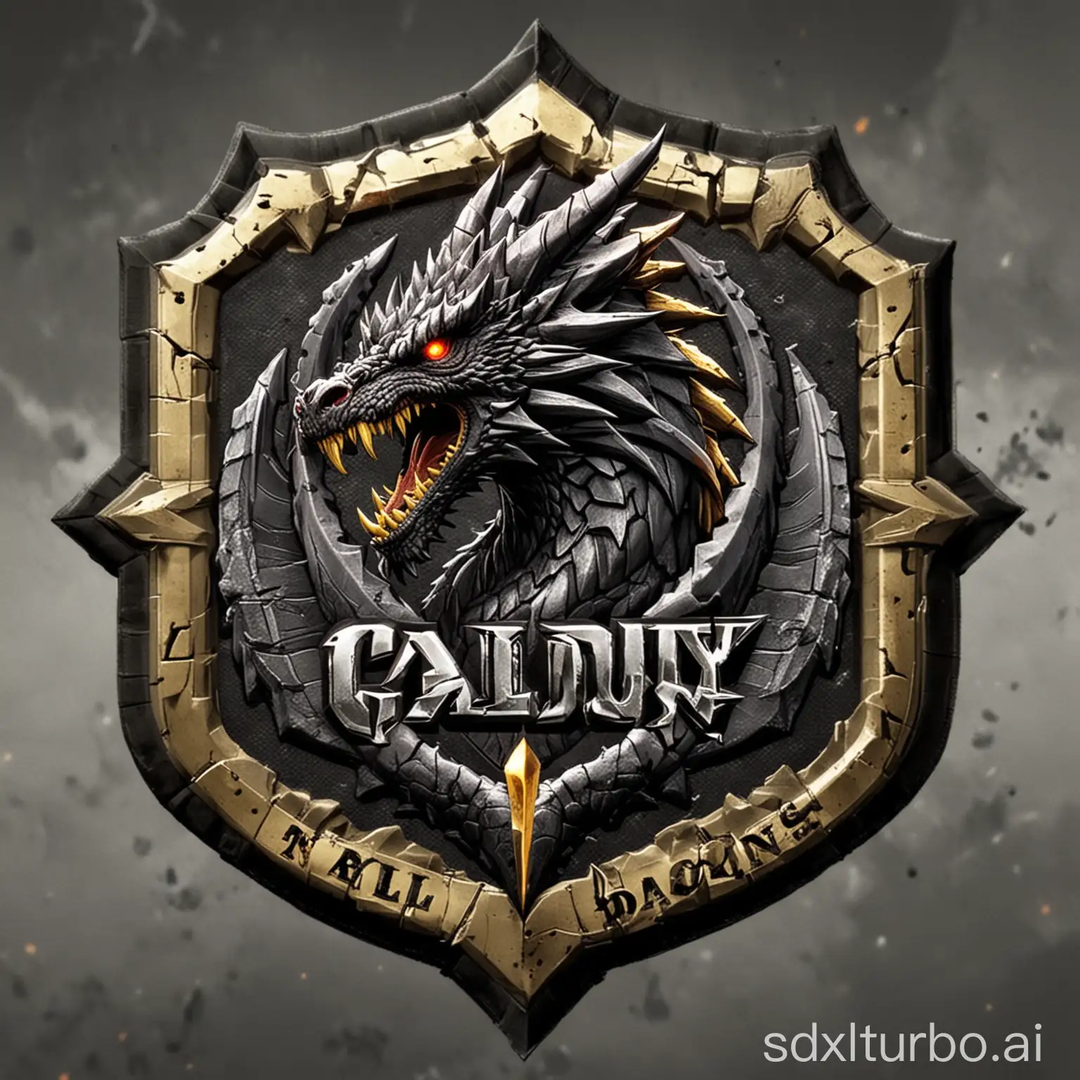 у меня есть клан в игре call of duty mobile под названием dusk & dragons 
Логотип в стиле военной нашивки про драконов с названием клана
